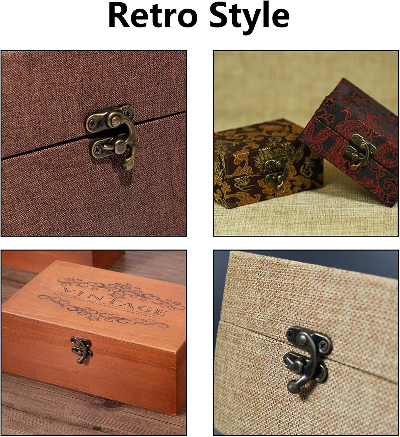 Biaungdo 5pcs Retro Vintage Style Swing Bag Clasp Closure Lock Latch for Furniture Wooden Box Jewelry Case Bronze Tone
