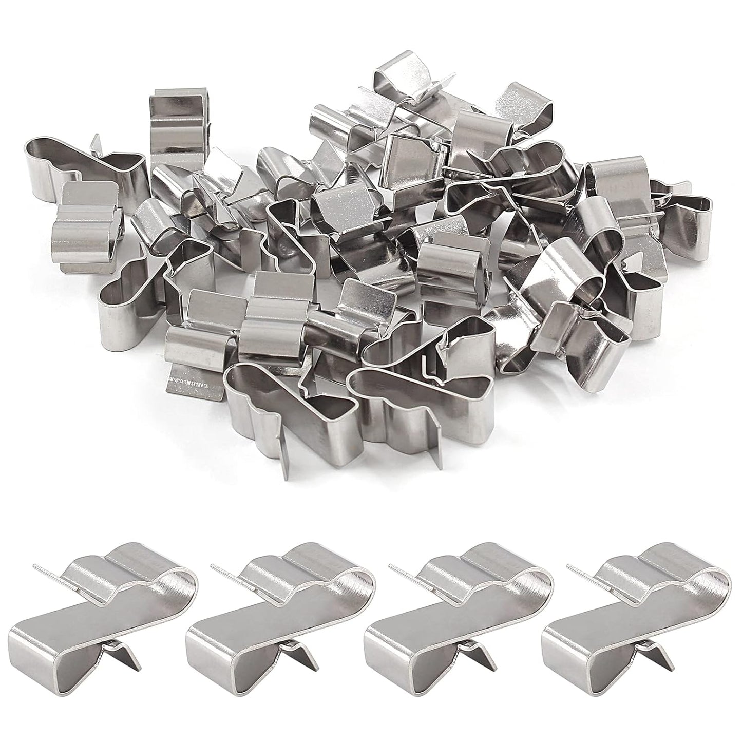 Biaungdo 30 Pcs Trailer Frame Wire Clips, Stainless Steel Metal Solar Panel Wire Clip 22.5 mm/ 0.89 Inch Double Wire Clamps Wire Rope Clips for PV Wiring Boat Cable, Boat Trailer