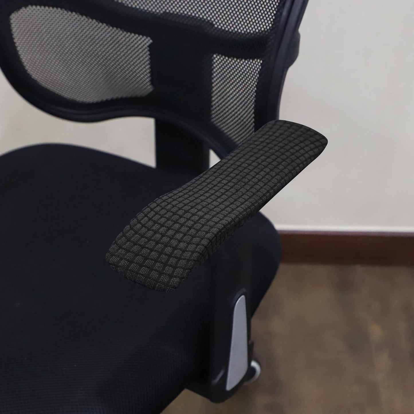 FORCHEER Office Chair Armrest Covers Stretchable Water Resistant Jacquard Elastic Band Short Computer Chair Arm Covers for Desk Chairs 8-13inch Washable 2 Pieces-Black
