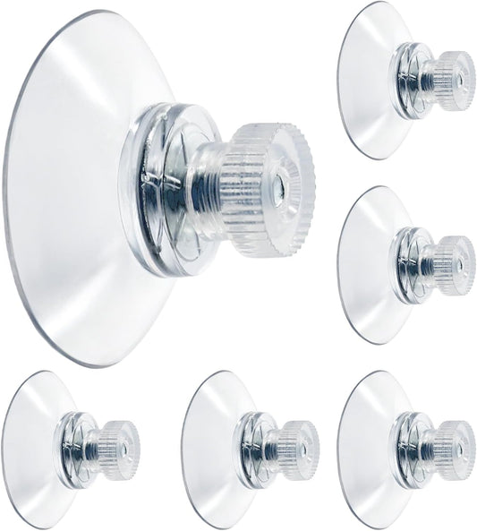 Biaungdo 6 Pack 32mm Suction Cups with Screws Nut, Clear PVC Sucker Pads Holder, Plastic Strong Sucker Suction Cup Holder for Window, Bathroom Wall, Car Shade, Home Decoration