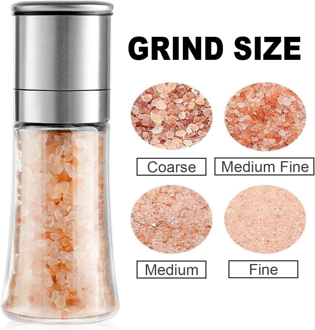 Salt Grinder Pepper Mill, and Set (Single Grinder)