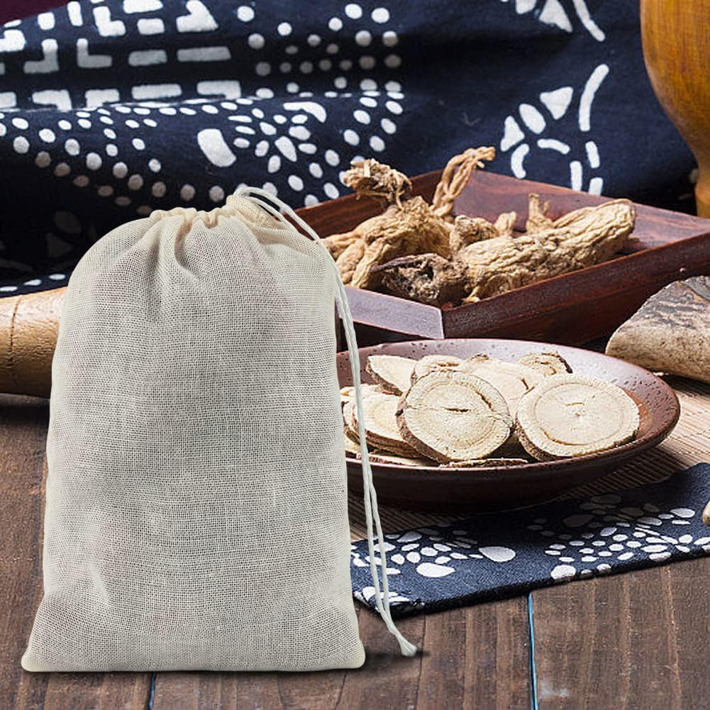 YQL Spice Bags for Cooking,30PCS 4x6 Inch Muslin Bags with Drawstring Tea Filter Bags Cheesecloth Bags for Straining Reusable Natural Cotton Sachet/Herb Bags