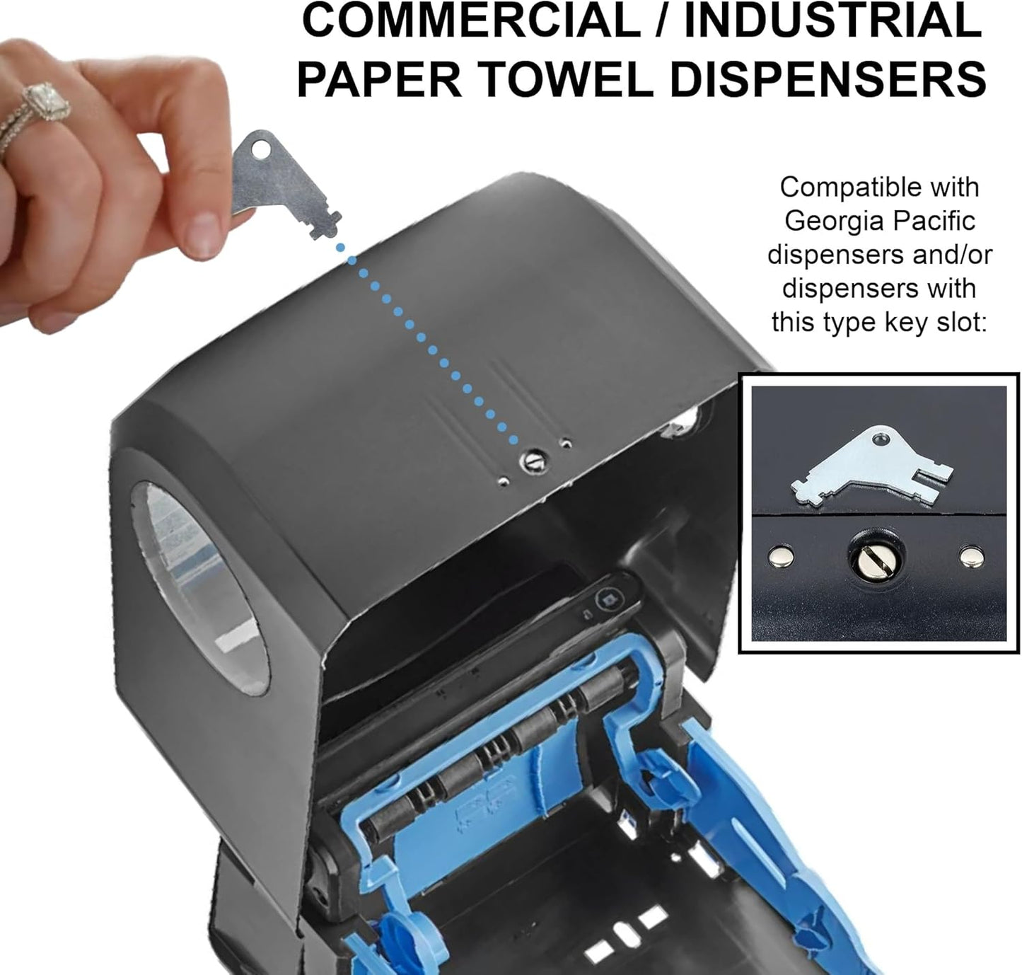 Paper Towel Dispenser Key for Georgia Pacific Commercial Machines - Also Fits GP Toilet Paper and Soap Dispensers, 3-pk