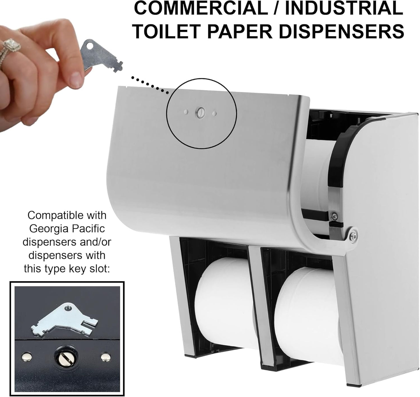 Paper Towel Dispenser Key for Georgia Pacific Commercial Machines - Also Fits GP Toilet Paper and Soap Dispensers, 3-pk