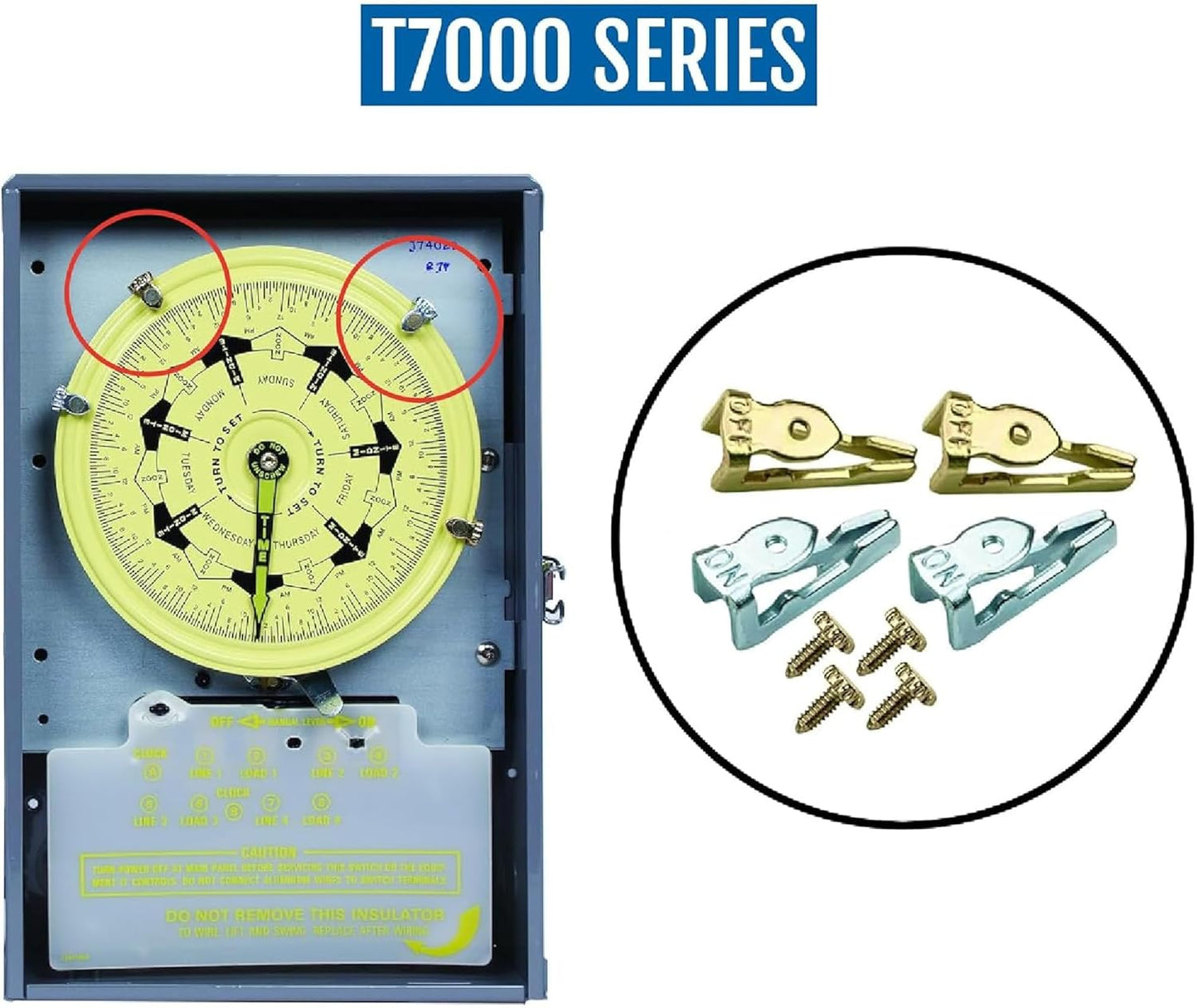 156T1978A Time Switch Tripper Kit for Intermatic T100 T7000 WH40 Series Timers, Includes 8 Metal Trippers (4 Silver ON / 4 Gold Off) and Set Screws