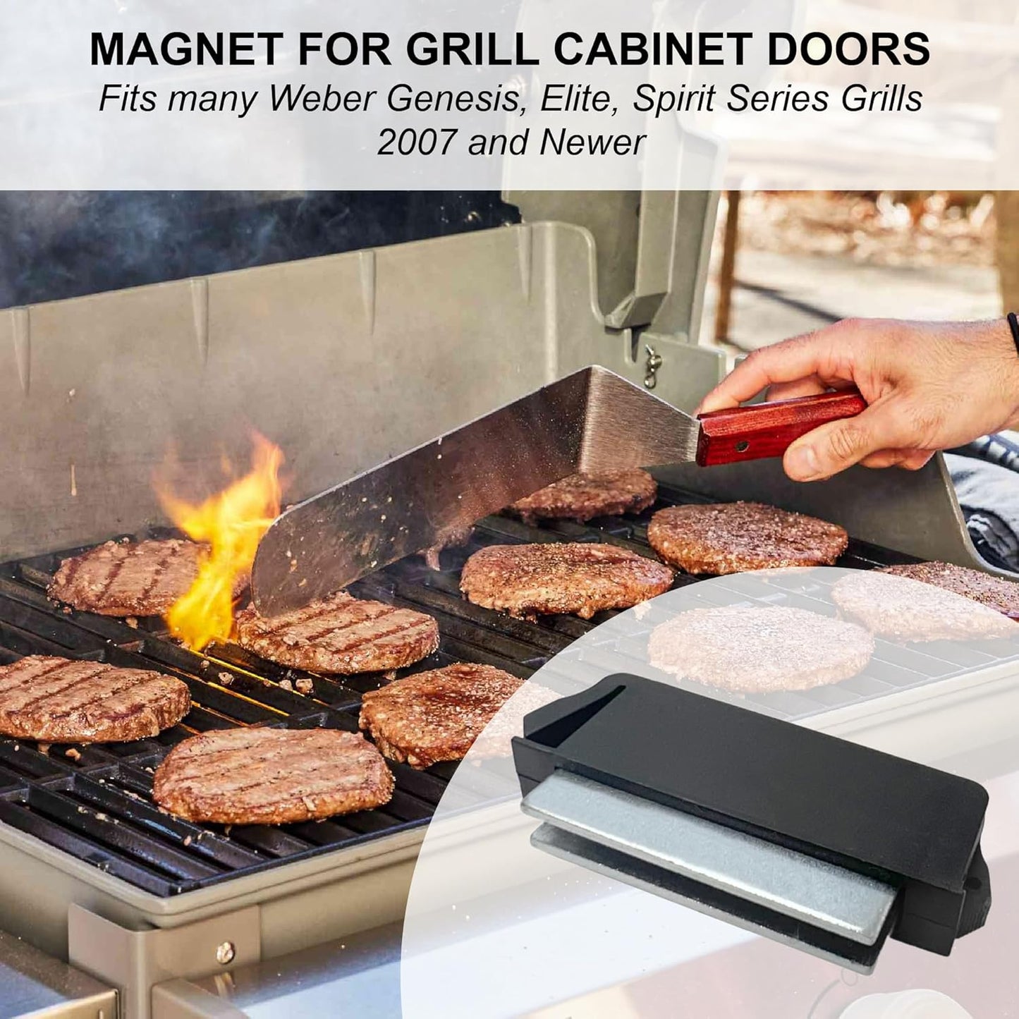 Replacement Magnet fits Weber & Napoleon Grill Cabinet Doors, Compatible with Many Genesis, Elite, Spirit Series Grills 2007 and Newer - 91357 81270
