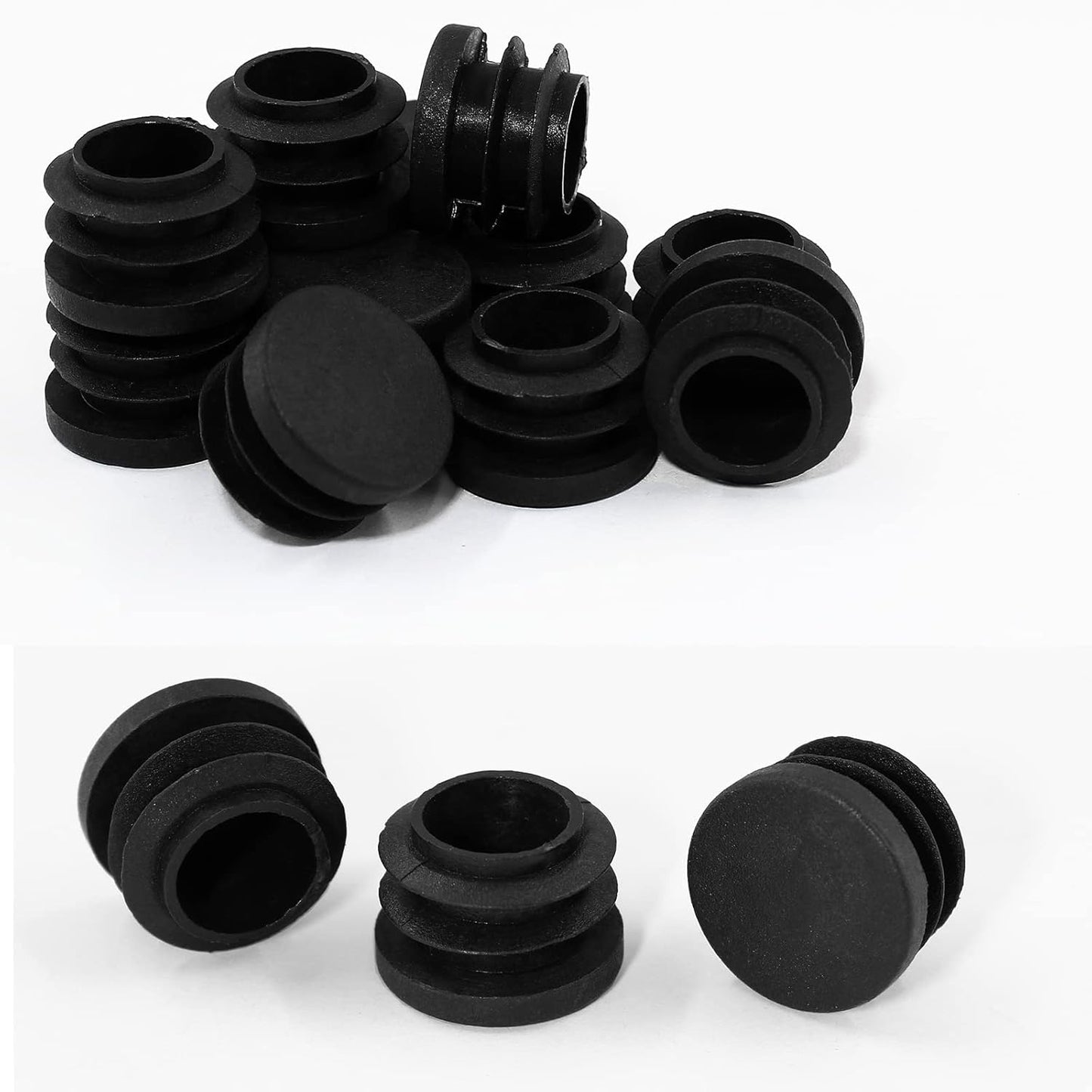 Biaungdo 12 Pcs 3/4 inch Round Plastic Hole Plug, Black Tubing End Cap Table Chair Legs Tubing Glide End Insert Plug Cap Cover(19mm)