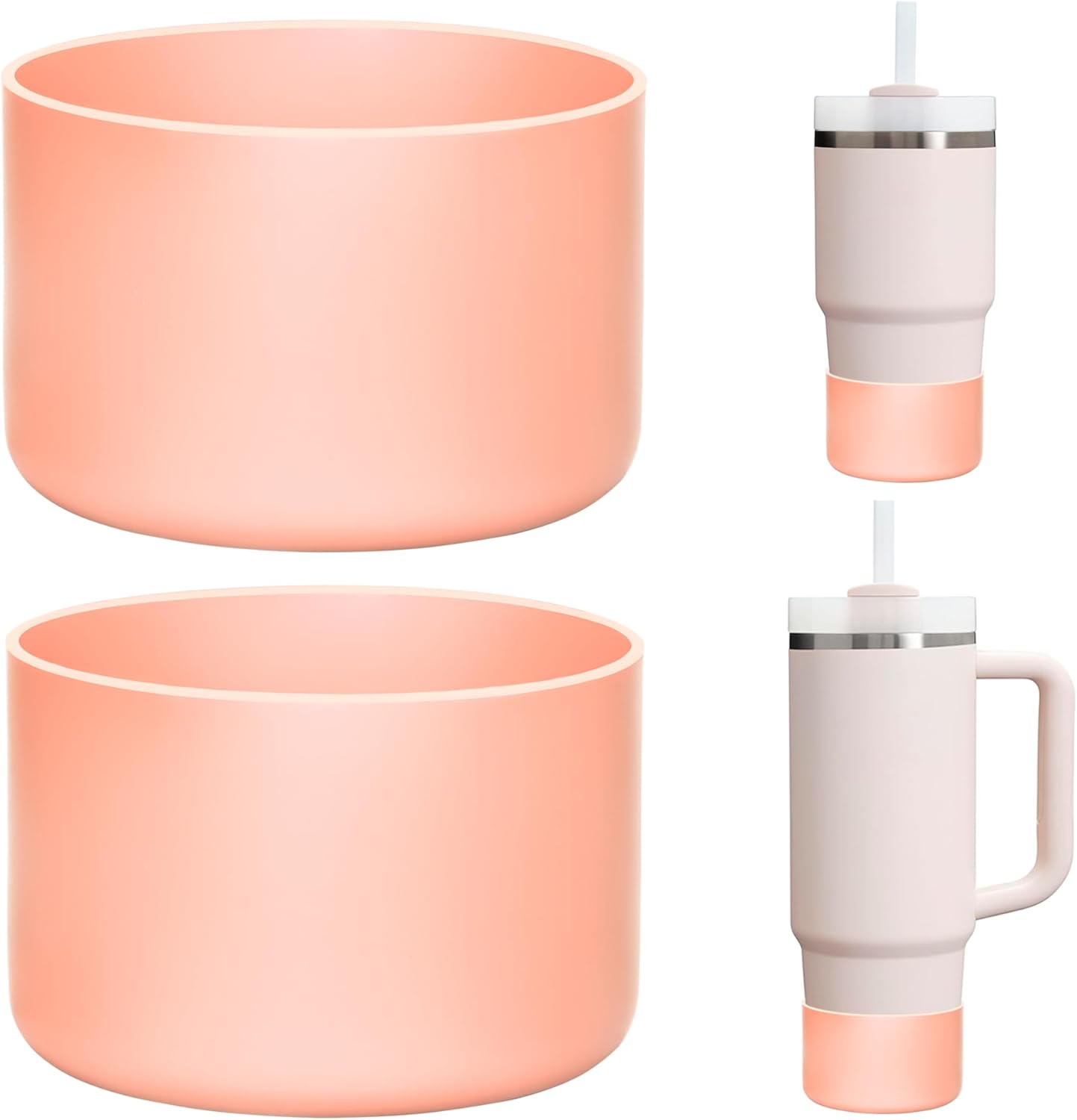 2 Pack Silicone Boot Covers | Compatible with Stanley IceFlow 16/24/30oz, Quencher H2.0 14-30oz & ProTour Flip 14/30oz | 2.75-2.85" Base | Non-Slip | Food-Grade BPA-Free (Baby Pink)