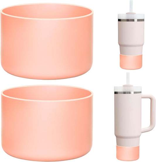 2 Pack Silicone Boot Covers | Compatible with Stanley IceFlow 16/24/30oz, Quencher H2.0 14-30oz & ProTour Flip 14/30oz | 2.75-2.85" Base | Non-Slip | Food-Grade BPA-Free (Baby Pink)