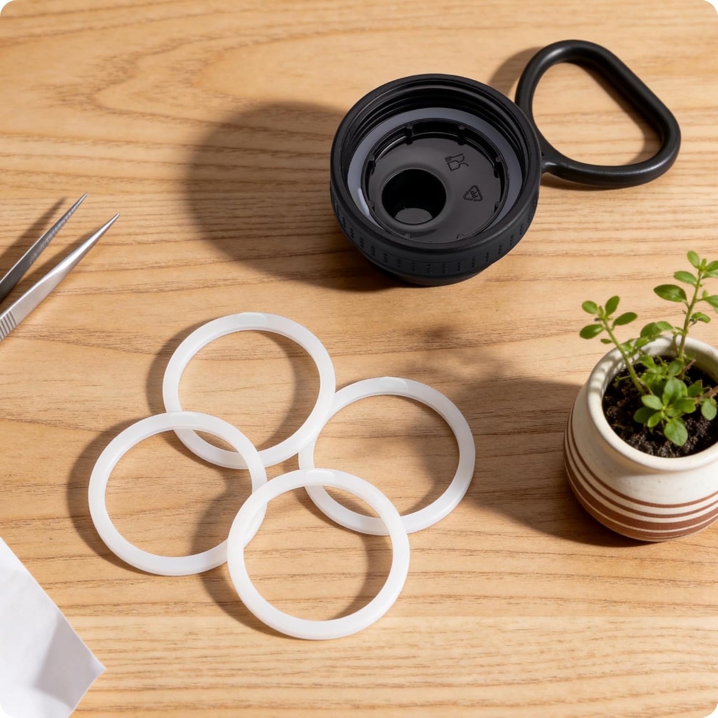 Gasket Replacement Three Finger Water Bottle Spout Lid ONLY, 4 Pack Silicone Sealing O Rings, Leak Proof & Precise Fit
