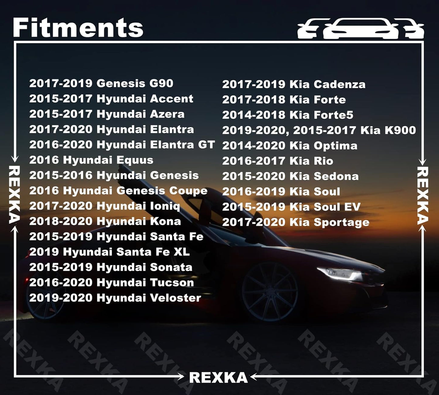 Rexka 20pcs Fender Liner Push-Type Retainer Clip Fastener Compatible with Hyundai Kia 86595-2T500 Accent,Azera,Elantra,Equus,Genesis, Ioniq, Kona,Santa Fe,Sonata,Tucson,Veloster,Optima,Sedona