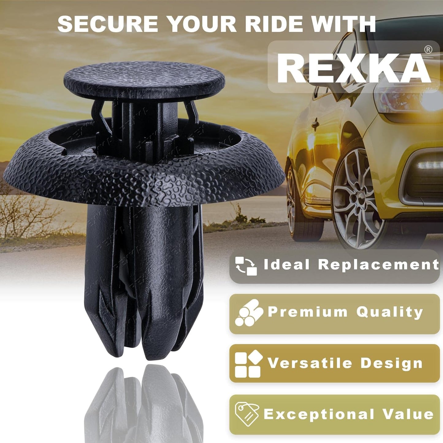 Rexka 10pcs Fender Liner Splash Shield Bumper Cover Clip Fastener Rivet for B45A-56-146A Mazda 3, 5, 6, CX-3, CX-5, CX-9 & MX-5 Miata Toyota Scion 90118-WB048