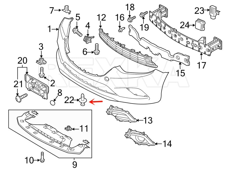 Rexka 10pcs Fender Liner Splash Shield Bumper Cover Clip Fastener Rivet for B45A-56-146A Mazda 3, 5, 6, CX-3, CX-5, CX-9 & MX-5 Miata Toyota Scion 90118-WB048