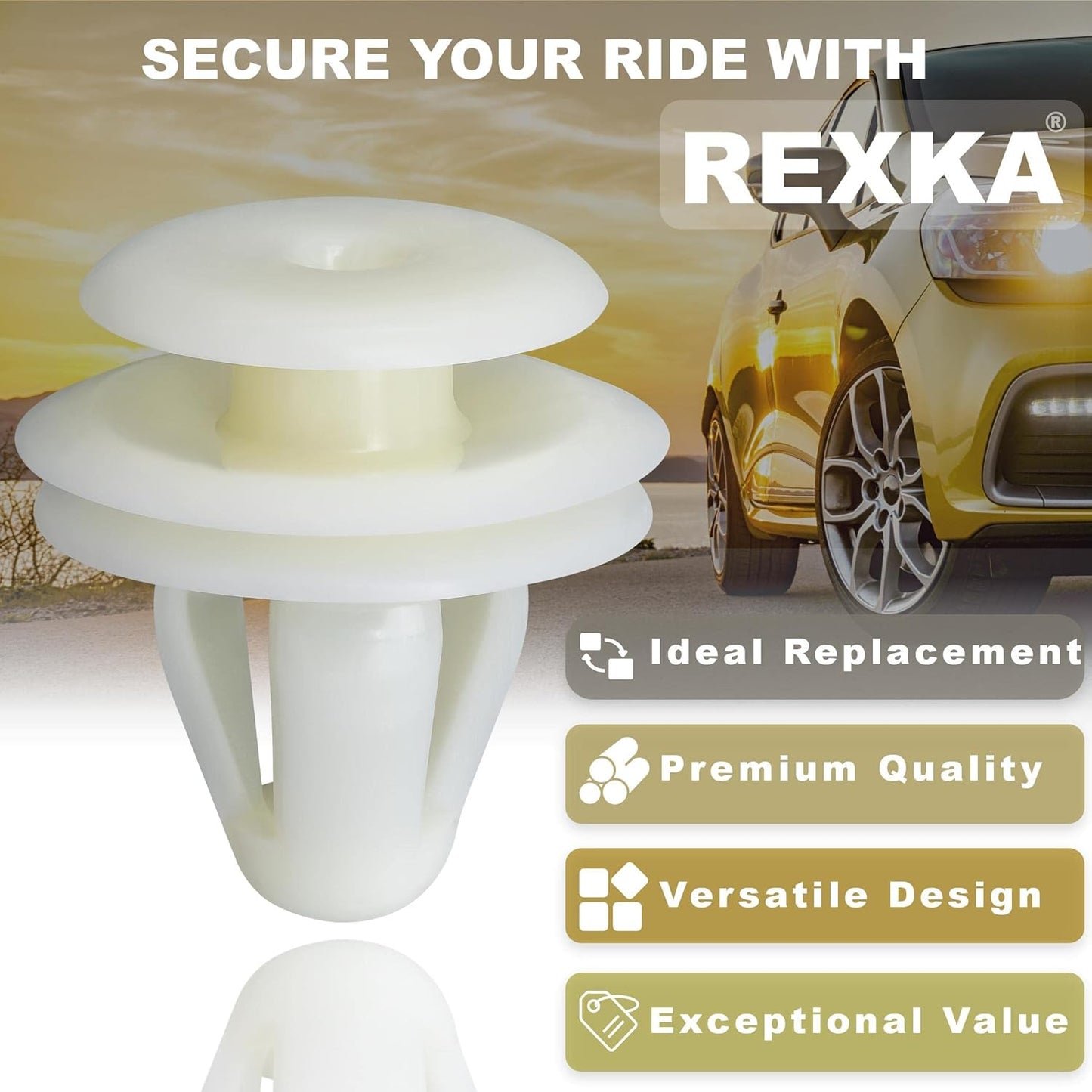 Rexka 30pcs Door Panel Retainer Clip 67771-30070 Compatible with Toyota Corolla, Echo, Prius, RAV4, Sienna, Tacoma, Tundra 67771-06030