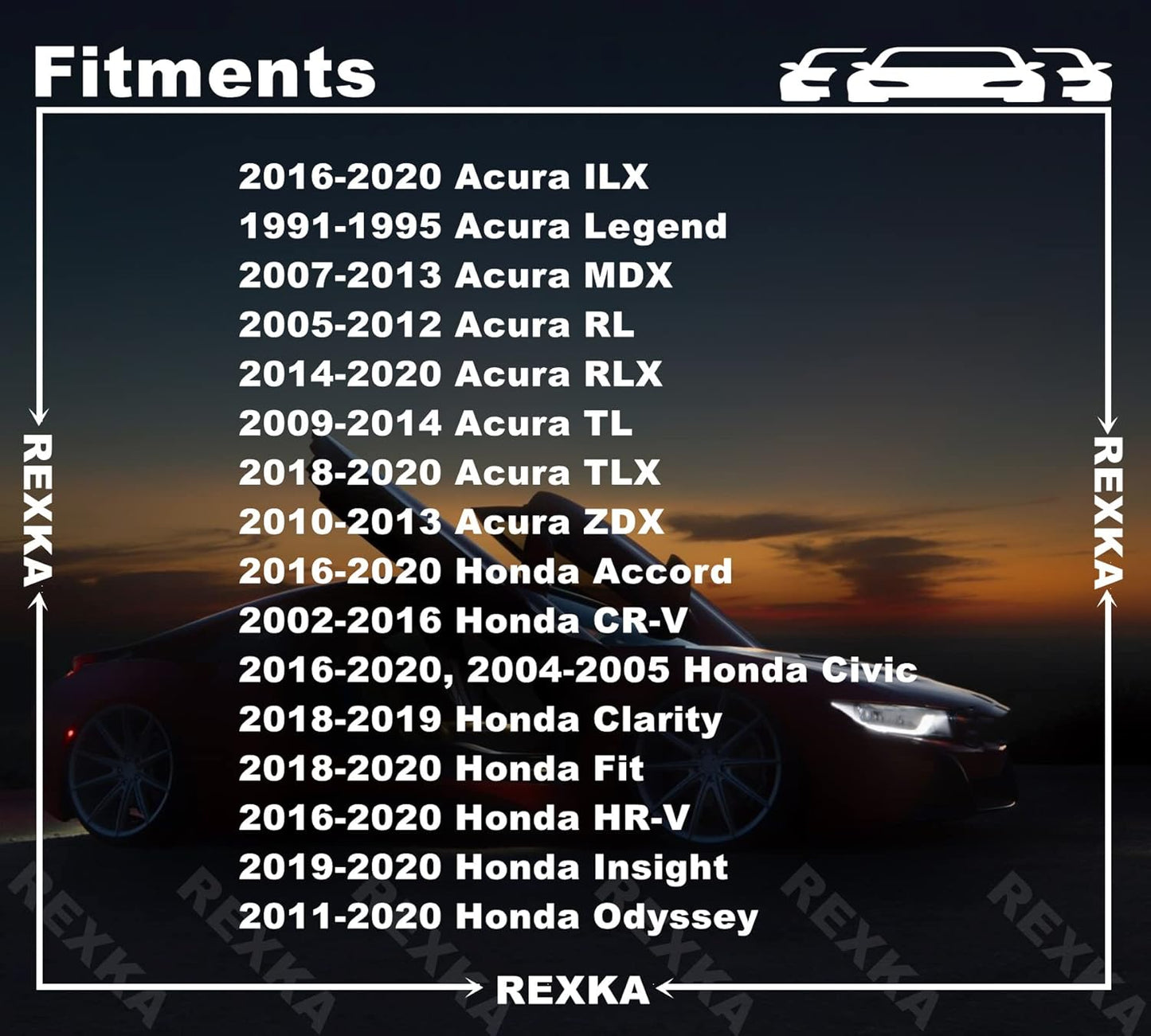 Rexka 20pcs Front Lower Fender Rocker Molding Retainer Clip Fastener 91504-SP1-003 for Honda Acura Accord Civic Clarity Fit HR-V Insight Odyssey Acura ILX Legend MDX RL RLX TL TLX ZDX.