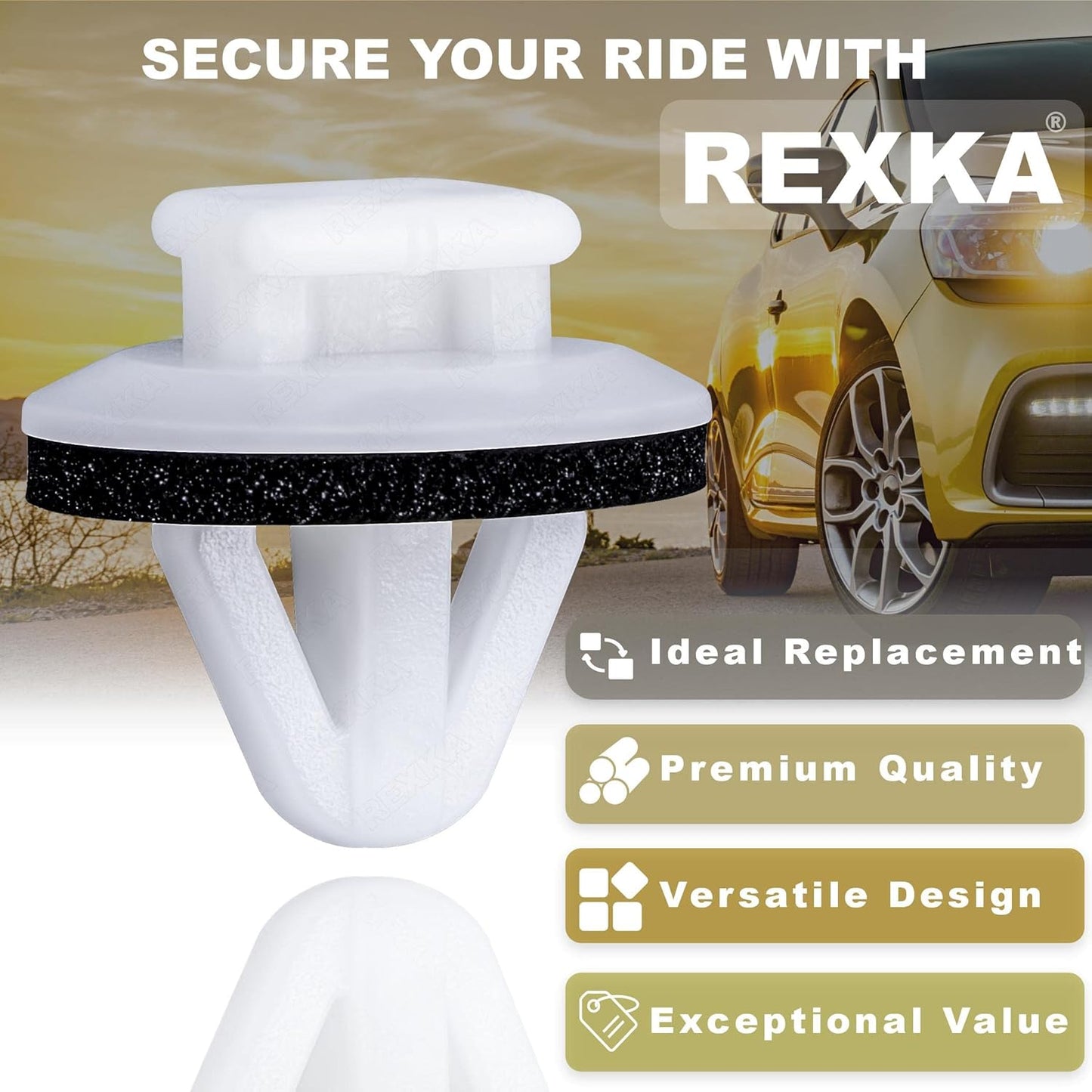 Rexka 15pcs Rear Moulding Door Panel Clips for Toyota Pick-Up Pontiac Vibe 62955-20020 GM 94848834