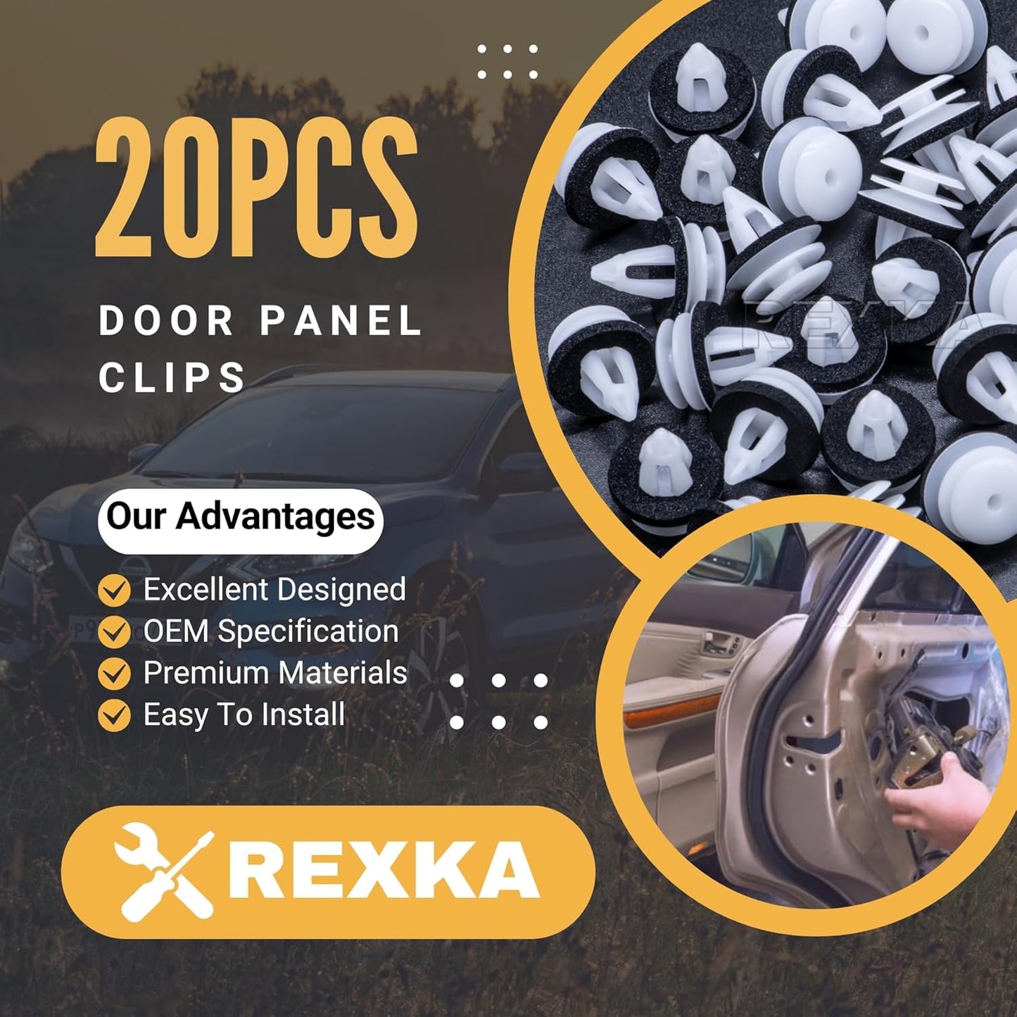 Rexka 20pcs Door Trim Panel Trunk Lid Headliner Retainer Clip Compatible with BMW E46 E90 F30 X5 X3 E60 51-41-8-224-768 51418224768