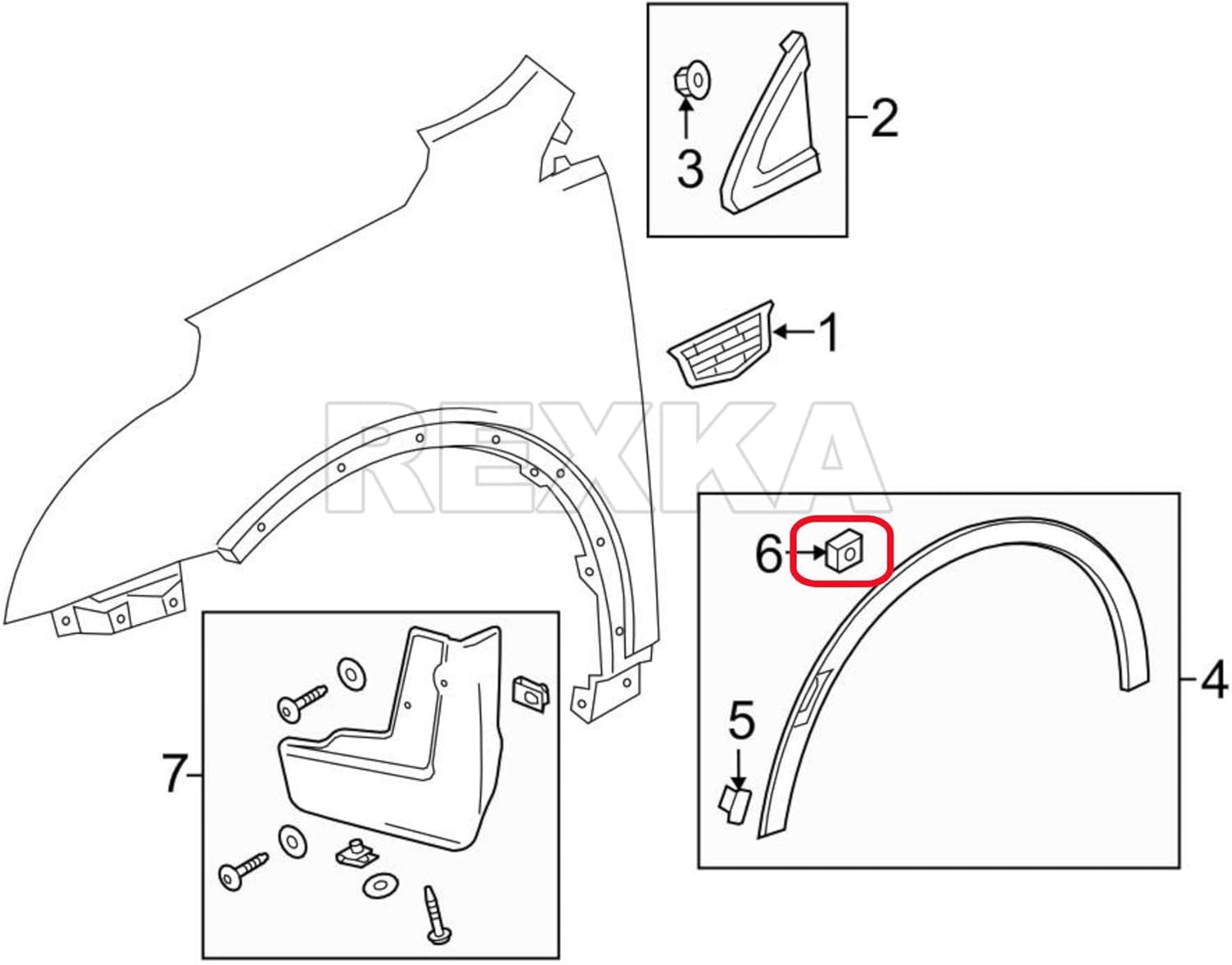 Rexka 10pcs Rocker Wheel Opening Spoiler Moulding Clip 15864780 Compatible with GM Chevy Cadillac GMC Buick Sierra Silverado Acadia Traverse Equinox Camaro Trailblazer XT5 Enclave Envision