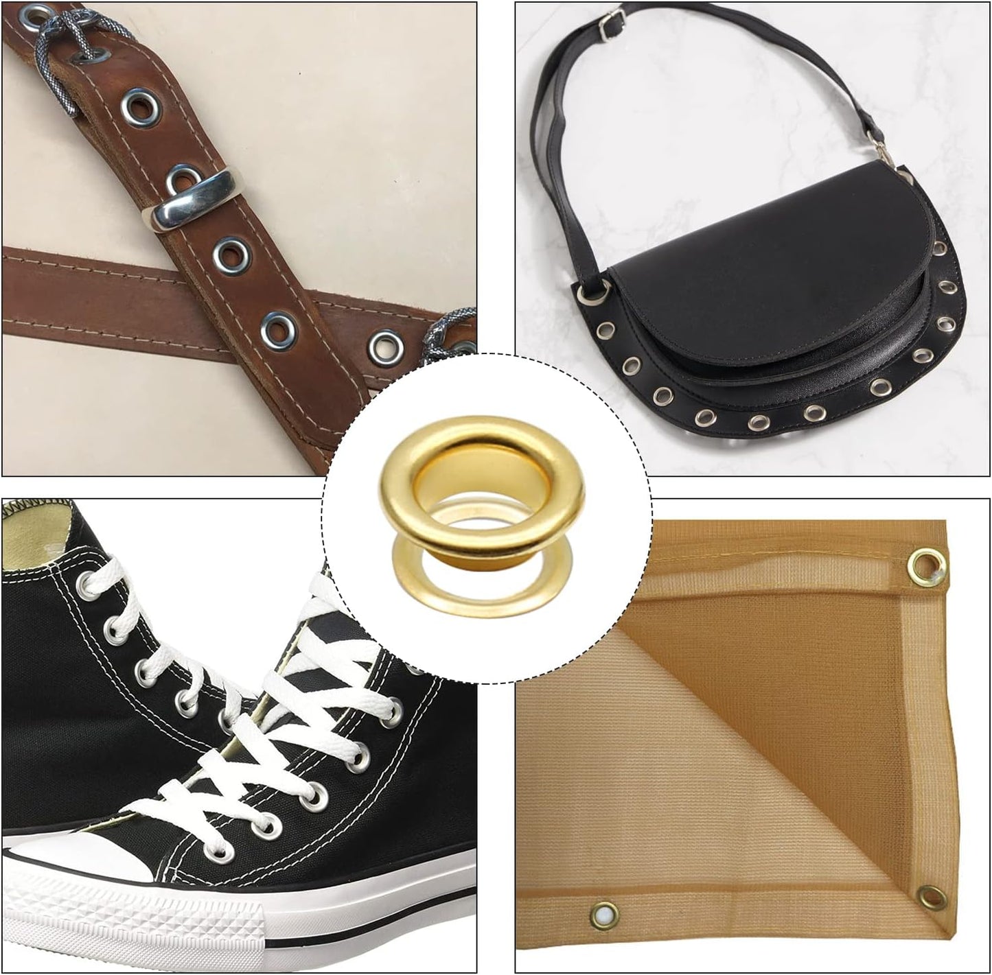 Biaungdo 1/4" Eyelets, Gold Grommets Eyelets, Metal Eyelets with Washers for Canvas, Shoes, Clothing, Fabric, Leather and Bag, 100 Sets (Gold)