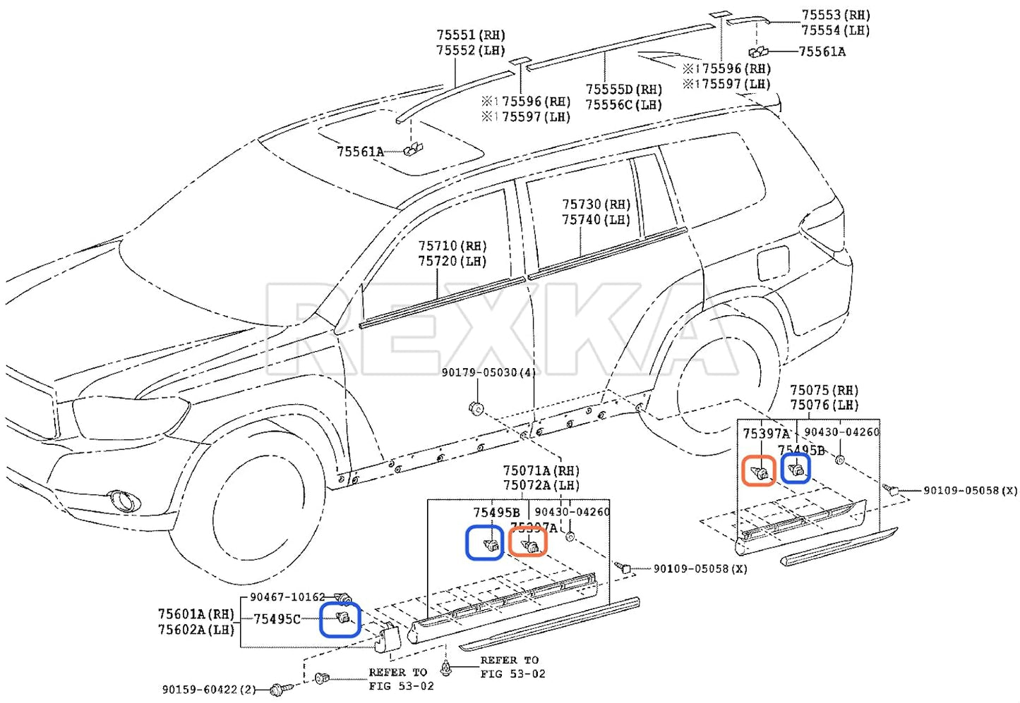 Rexka 10 Sets Fender Flare Clip Kit 75495-35010 75397-35010 Compatible with Toyota Tacoma RAV4 Highlander FJ Cruiser