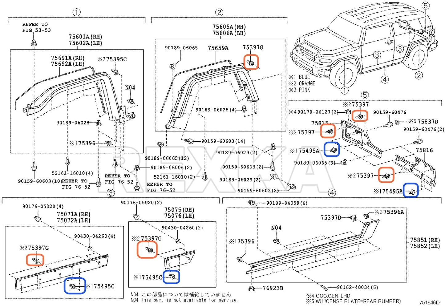Rexka 10 Sets Fender Flare Clip Kit 75495-35010 75397-35010 Compatible with Toyota Tacoma RAV4 Highlander FJ Cruiser