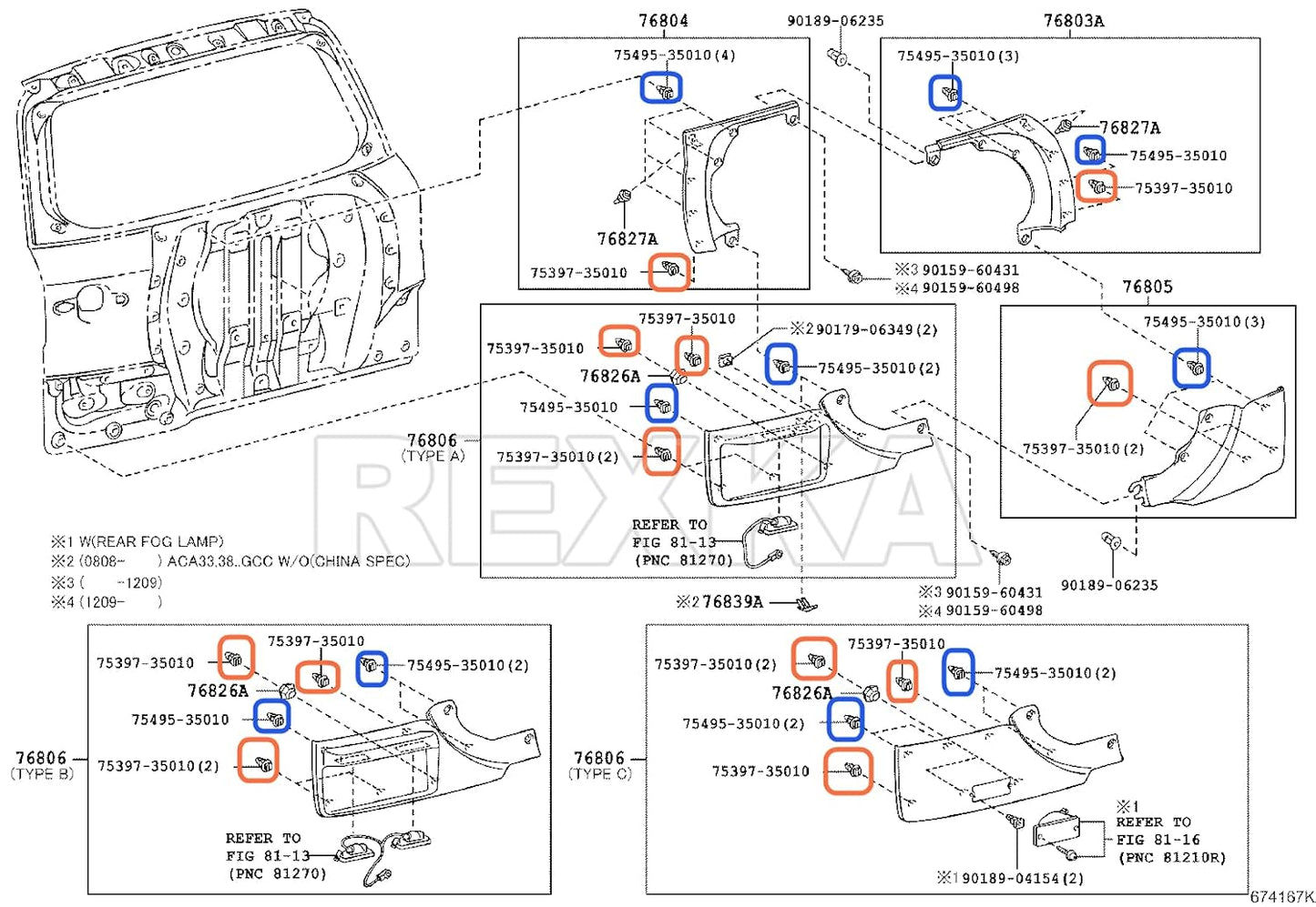 Rexka 10 Sets Fender Flare Clip Kit 75495-35010 75397-35010 Compatible with Toyota Tacoma RAV4 Highlander FJ Cruiser