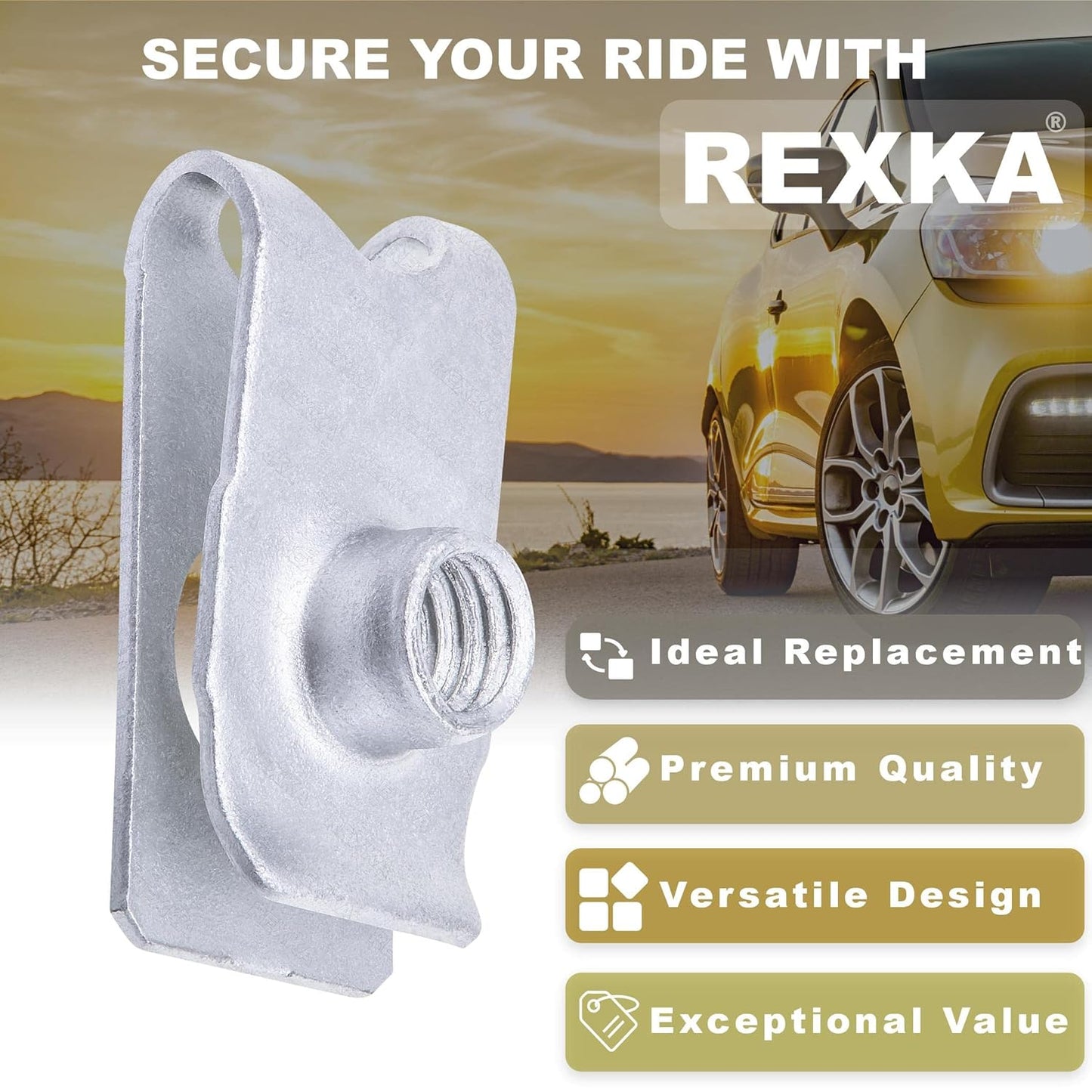 Rexka 10 pcs M6-1.0 Bumper Cover Retainer U Nut Compatible with Honda Acura 90675-SA5-003 Accord Civic CR-V CRX Odyssey Pilot Ridgeline CL Integra Legend MDX RL 90675SA5003