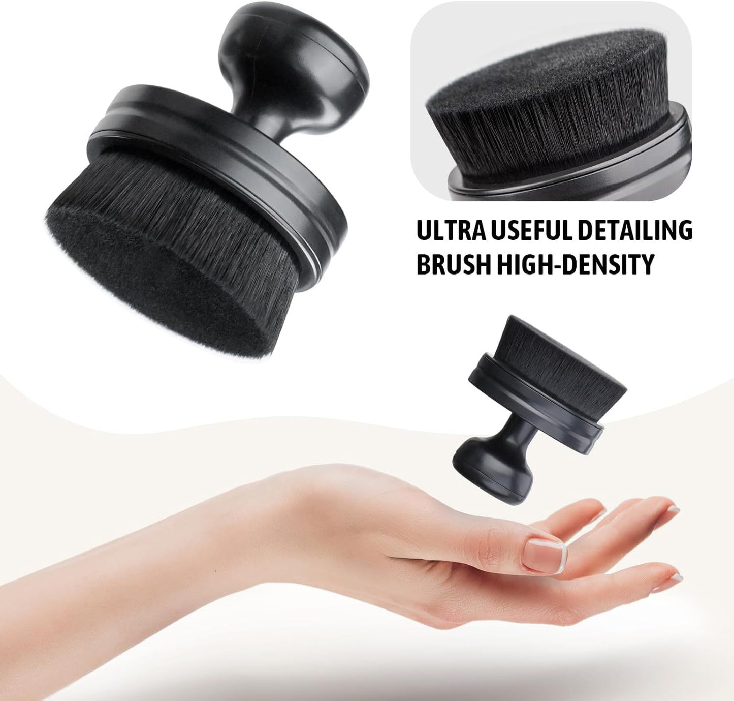 Car Tire Shine Applicator,Vegan Tire Shine Brush with Stand or Auto Detailing Cleaning Service (Black)