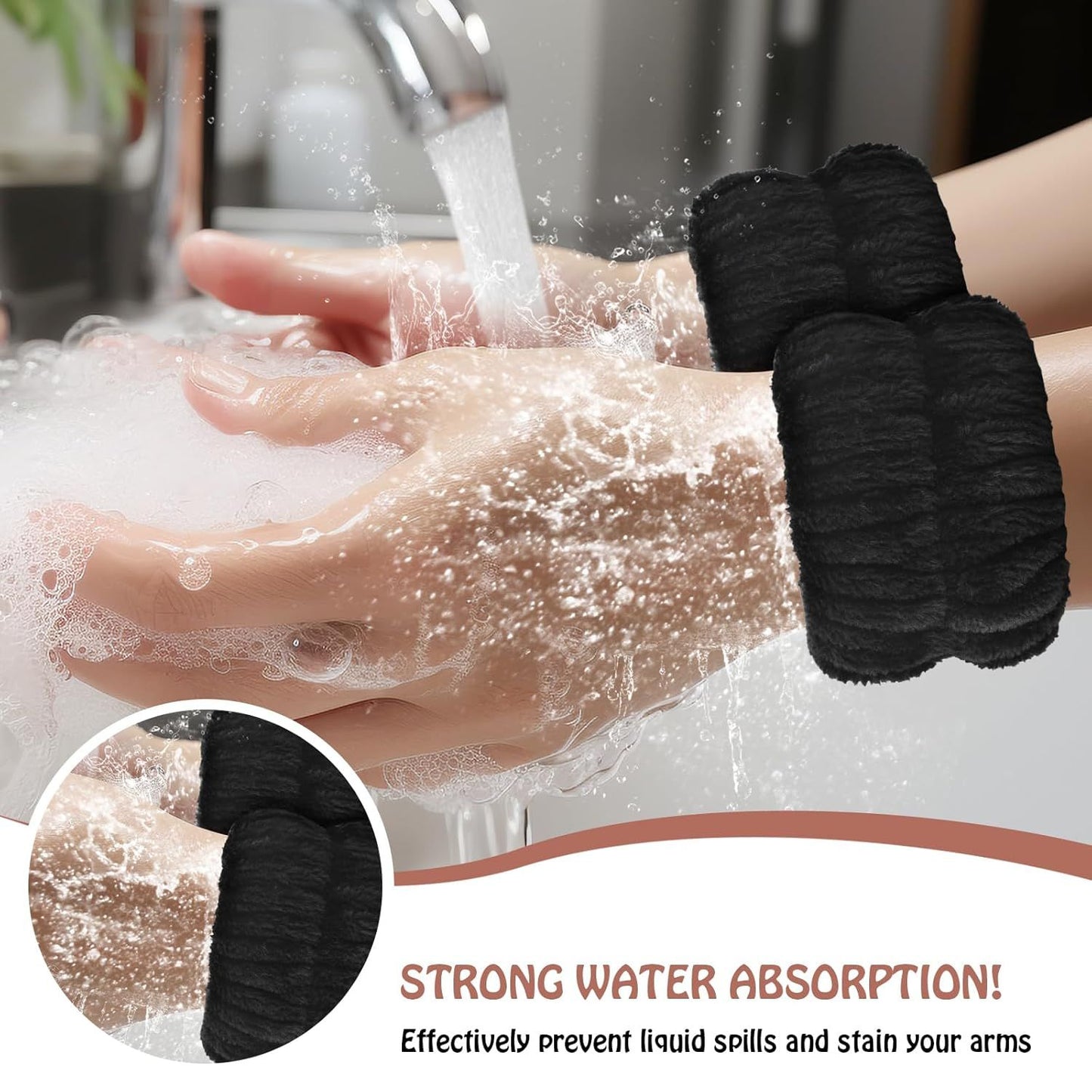 Wrist Bands or Washing ace, 4pcs Spa ace Washing Wristbands, Microiber Arm Wrist Towels, Absorbent Wash Wristbands or Woman Men, Prevent Water rom Spilling Down Your Arms