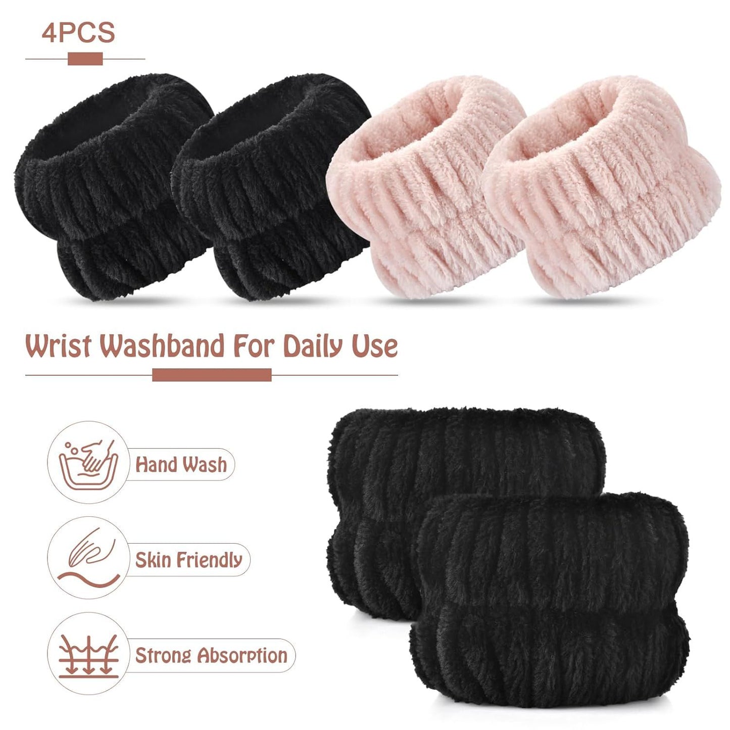 Wrist Bands or Washing ace, 4pcs Spa ace Washing Wristbands, Microiber Arm Wrist Towels, Absorbent Wash Wristbands or Woman Men, Prevent Water rom Spilling Down Your Arms