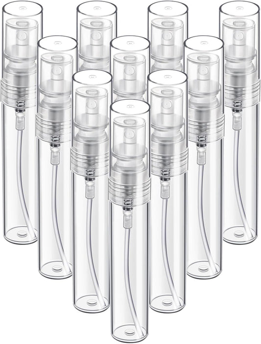 Mini Spray Bottle, 10 Pack 5ml Mini Plastic Spray Bottle Empty, ine Mist Reillable Mini Perume Bottle, Perume Atomizer, Small Sample Containers, Plastic Portable Travel Bottle, Clear