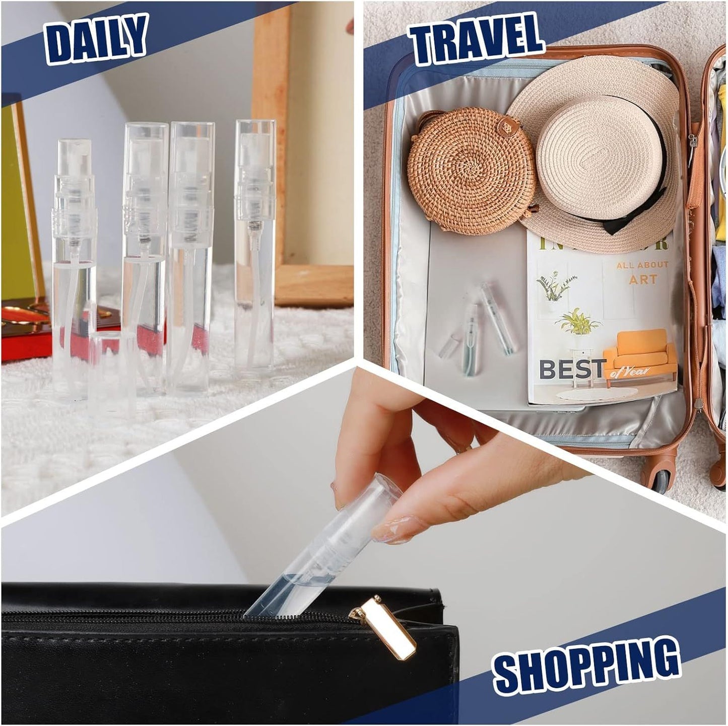 Mini Spray Bottle, 10 Pack 5ml Mini Plastic Spray Bottle Empty, ine Mist Reillable Mini Perume Bottle, Perume Atomizer, Small Sample Containers, Plastic Portable Travel Bottle, Clear