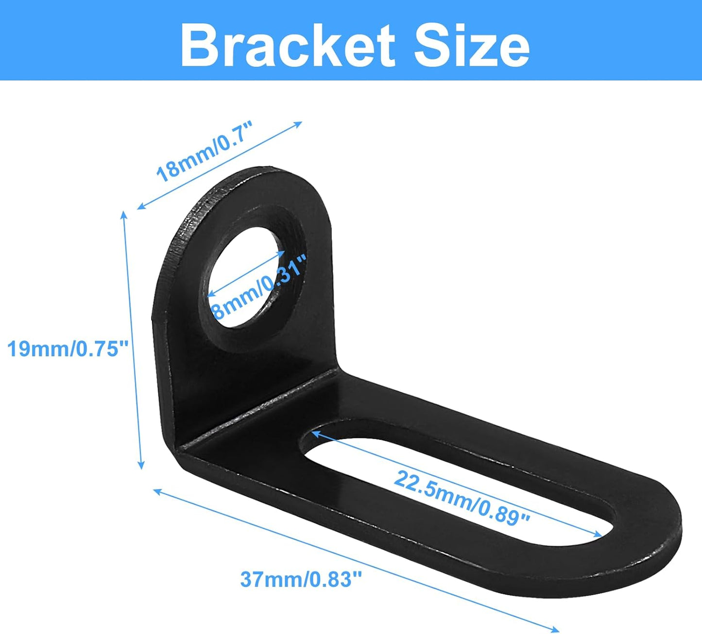 Biaungdo 12 Pcs 18x19x37mm/0.7"x0.75"x1.46" Adjustable Right Angle Brackets L-Shape Corner Brace Support Black