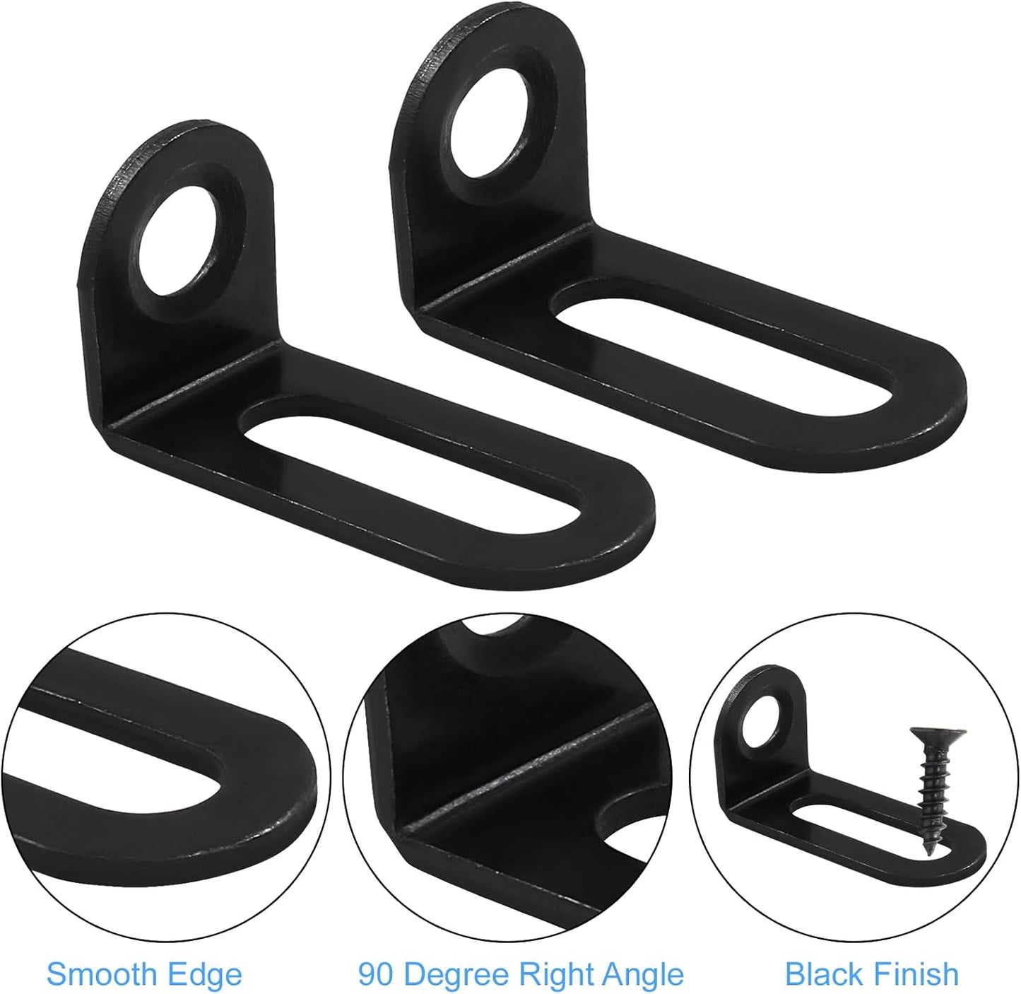 Biaungdo 12 Pcs 18x19x37mm/0.7"x0.75"x1.46" Adjustable Right Angle Brackets L-Shape Corner Brace Support Black