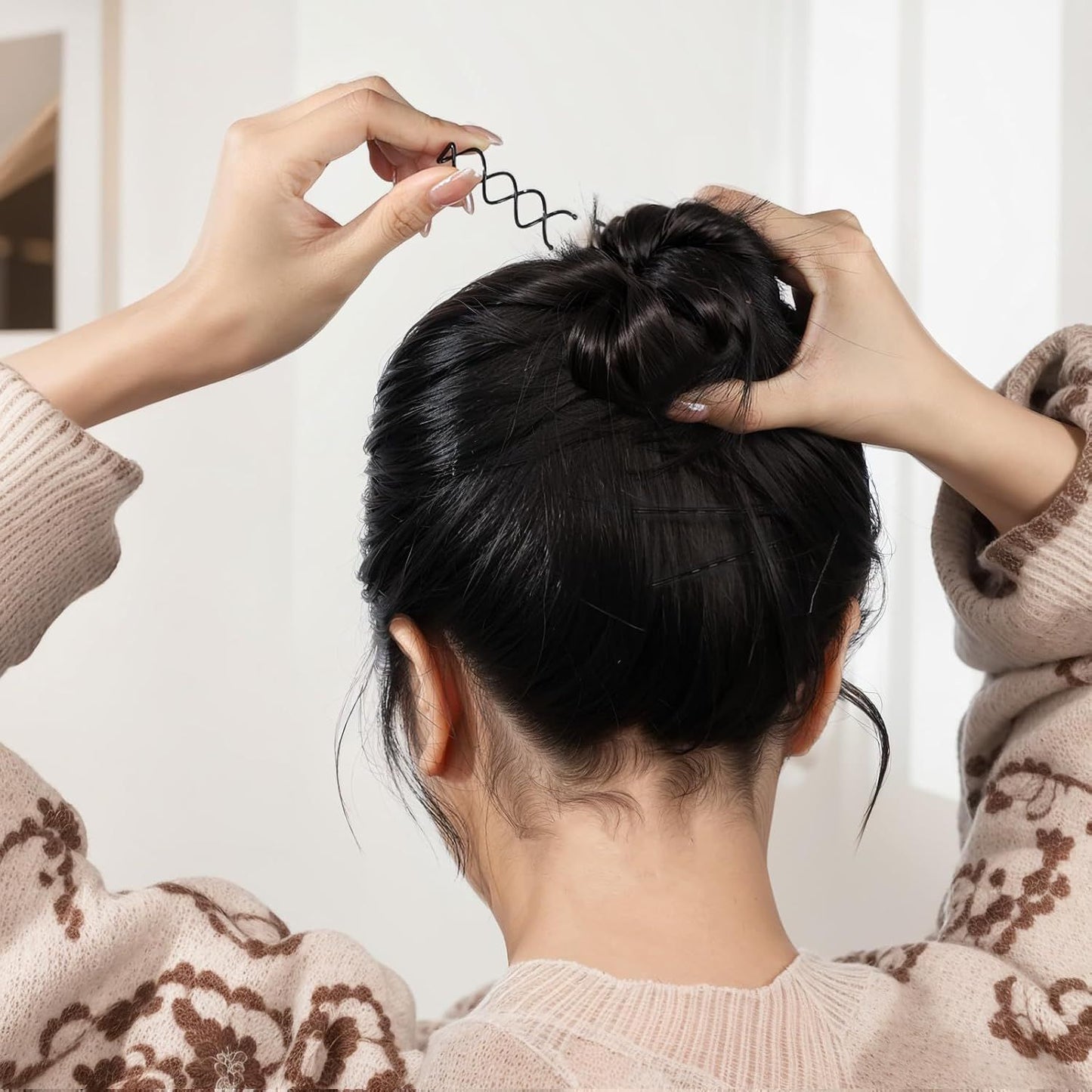 20PCS Spiral Hair Pins, Spin Pins Spiral Bobby Pins or Girls, Women and Kids, Non-Scratch Round Clip & Bun Twist, Stylish Bun Bobby Pins, Premium Spin Pins or Hair, Black