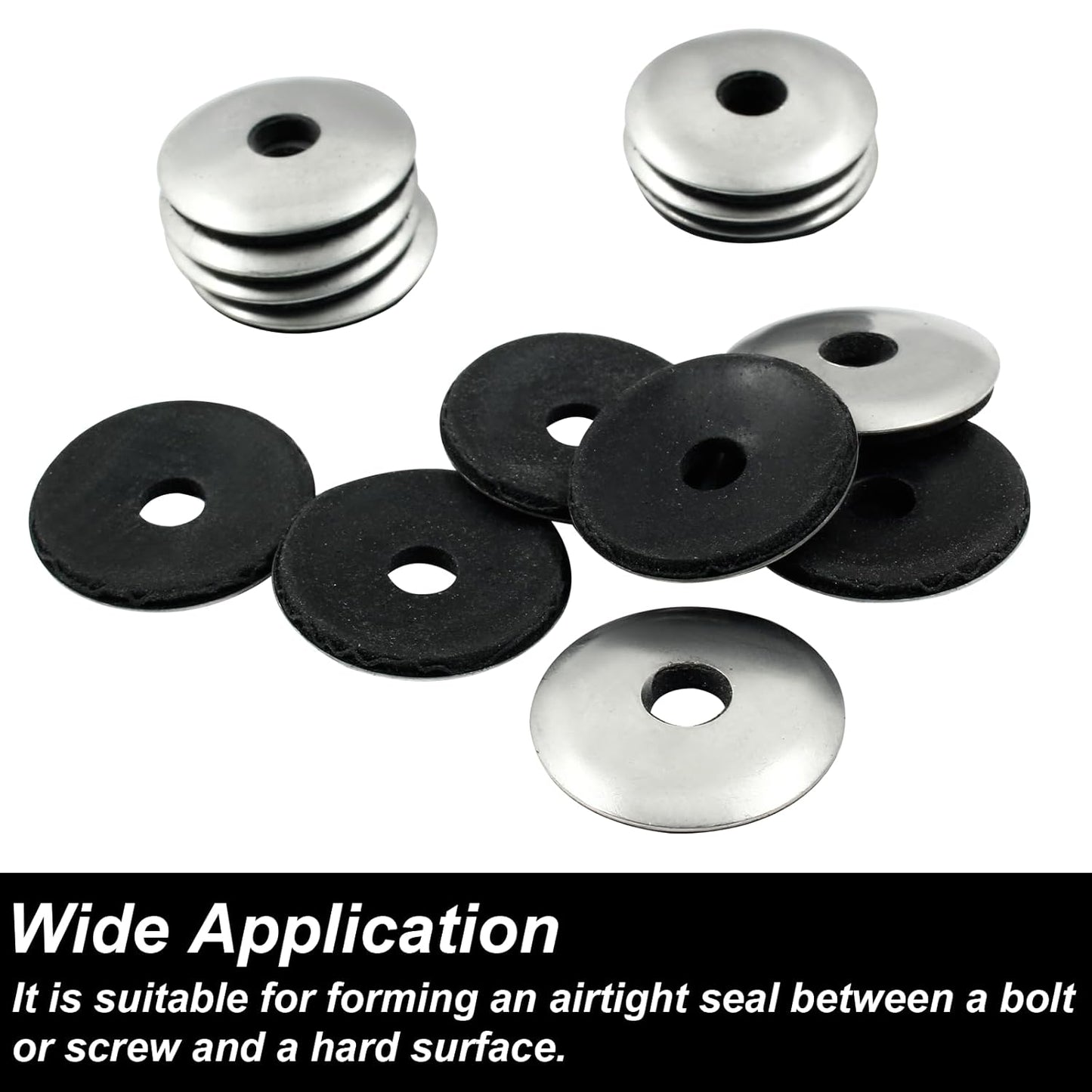Biaungdo 60 Pcs 1/4" x 1" Neoprene Washers, Stainless Steel Neoprene EPDM Bonded Sealing Washers Rubber Washers Gasket Assortment Kit for Screws(M6.3 x 25mm)