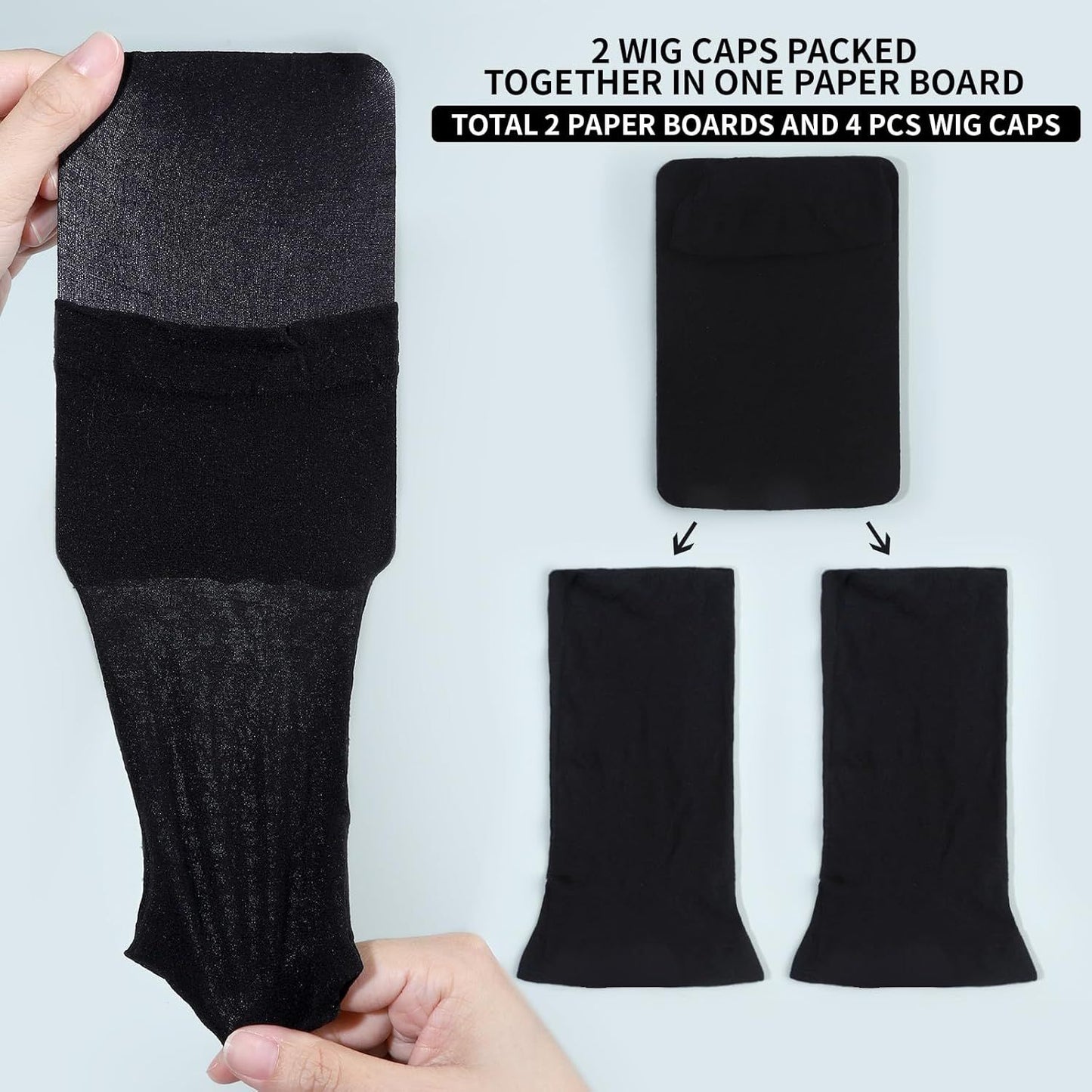 Wig Cap or Men, 4PCS Black Hair Stocking Cap, Nylon Wig Caps Black, Hair Net or Men, Stretchy, Natural, Lightweight Wave Caps
