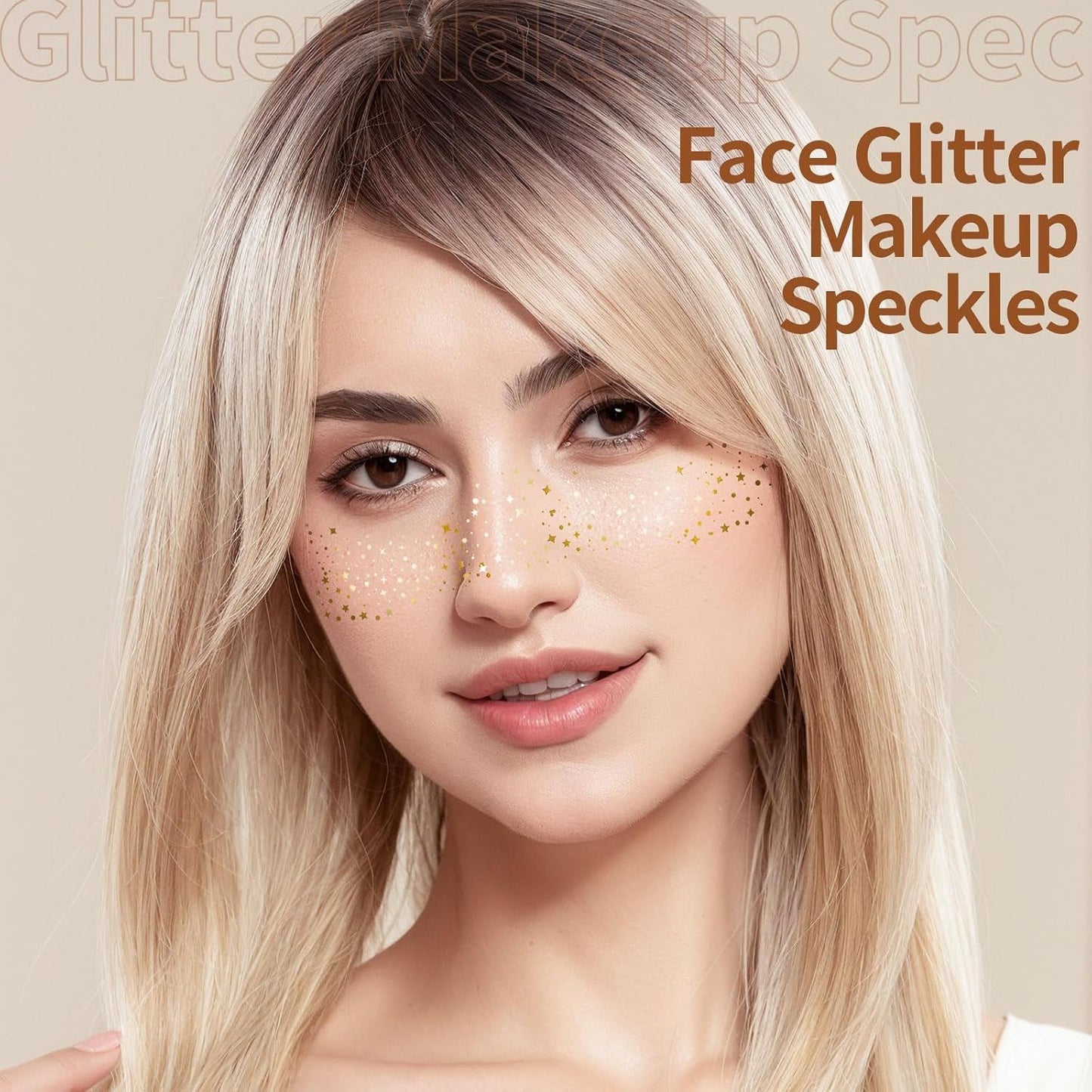 6PCS Glitter reckles ace, Glitter Makeup Speckles. Makeup Patches, ace Speckles or Women, (Gold)