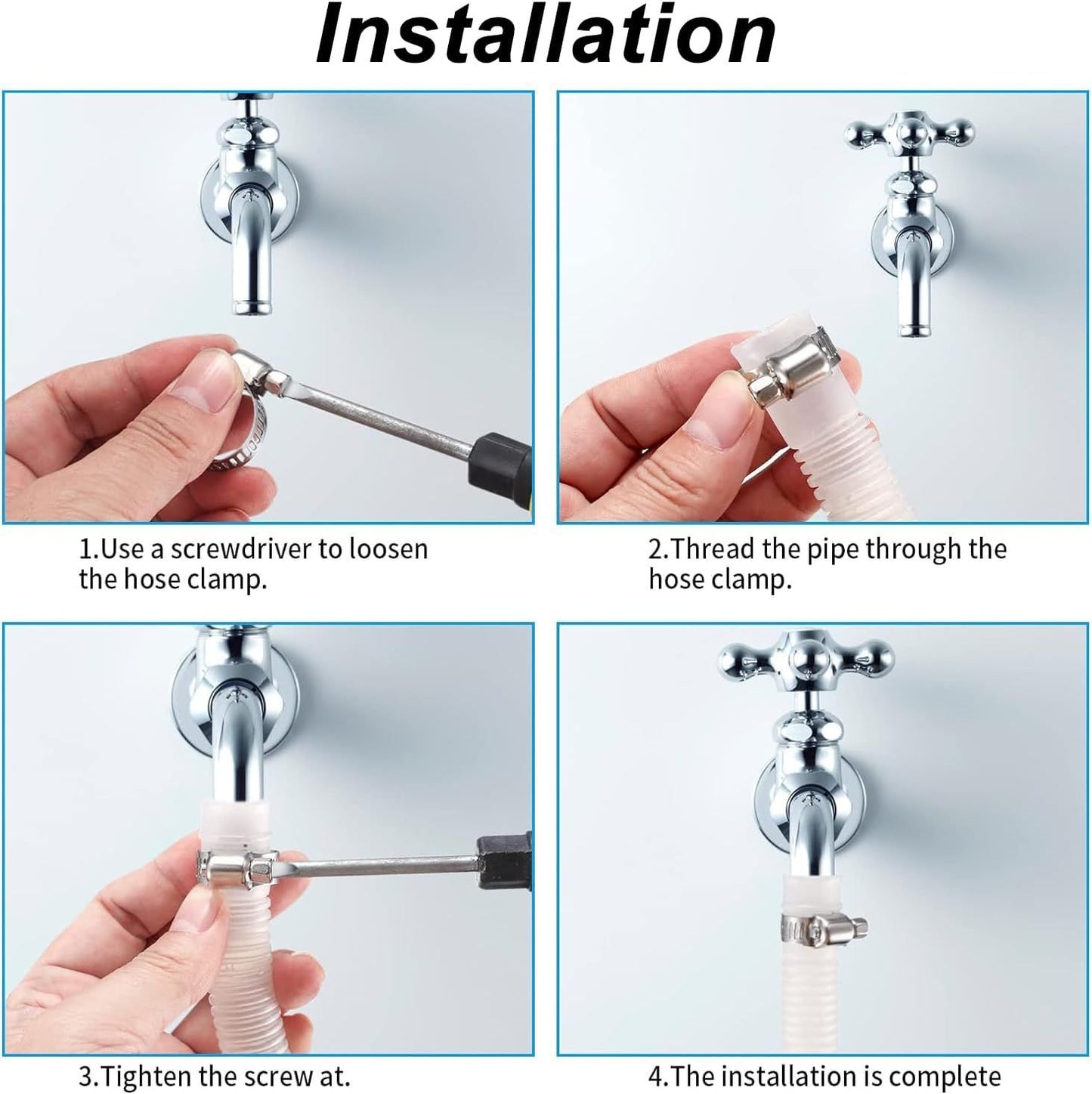 20Pcs Adjustable Stainless Steel Hose Clamps Assortment Kit, 1/4-2 in (6-51mm) Worm Gear Pipe, uel LineHeavy Duty or Plumbing, Washing Machine, Mechanical，Garden and Automotive Hose Connections