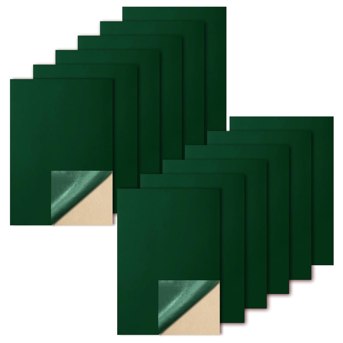 Biaungdo 12 Pcs Self Adhesive Felt Sheets, Dark Green 8 x 12 Inch Felt Fabric Sheet with Adhesive Backing for Arts Crafts Drawer Jewelry Box(A4 Size)