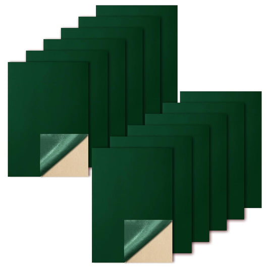 Biaungdo 12 Pcs Self Adhesive Felt Sheets, Dark Green 8 x 12 Inch Felt Fabric Sheet with Adhesive Backing for Arts Crafts Drawer Jewelry Box(A4 Size)