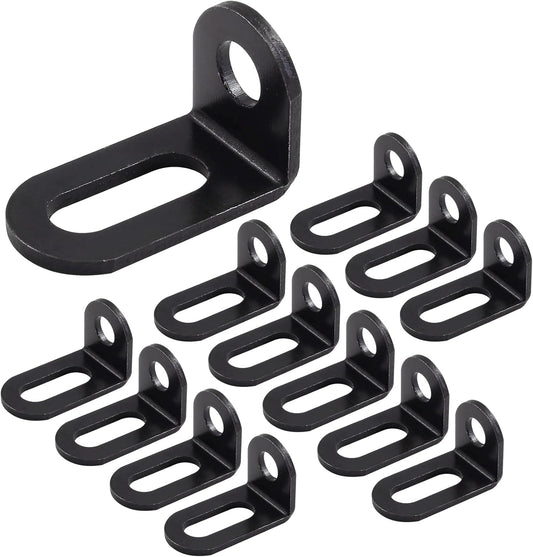 Biaungdo 18x18x33mm/0.7"x0.7"x1.3" Adjustable Right Angle Brackets L-Shape Corner Brace Support Black- (30 Pcs)