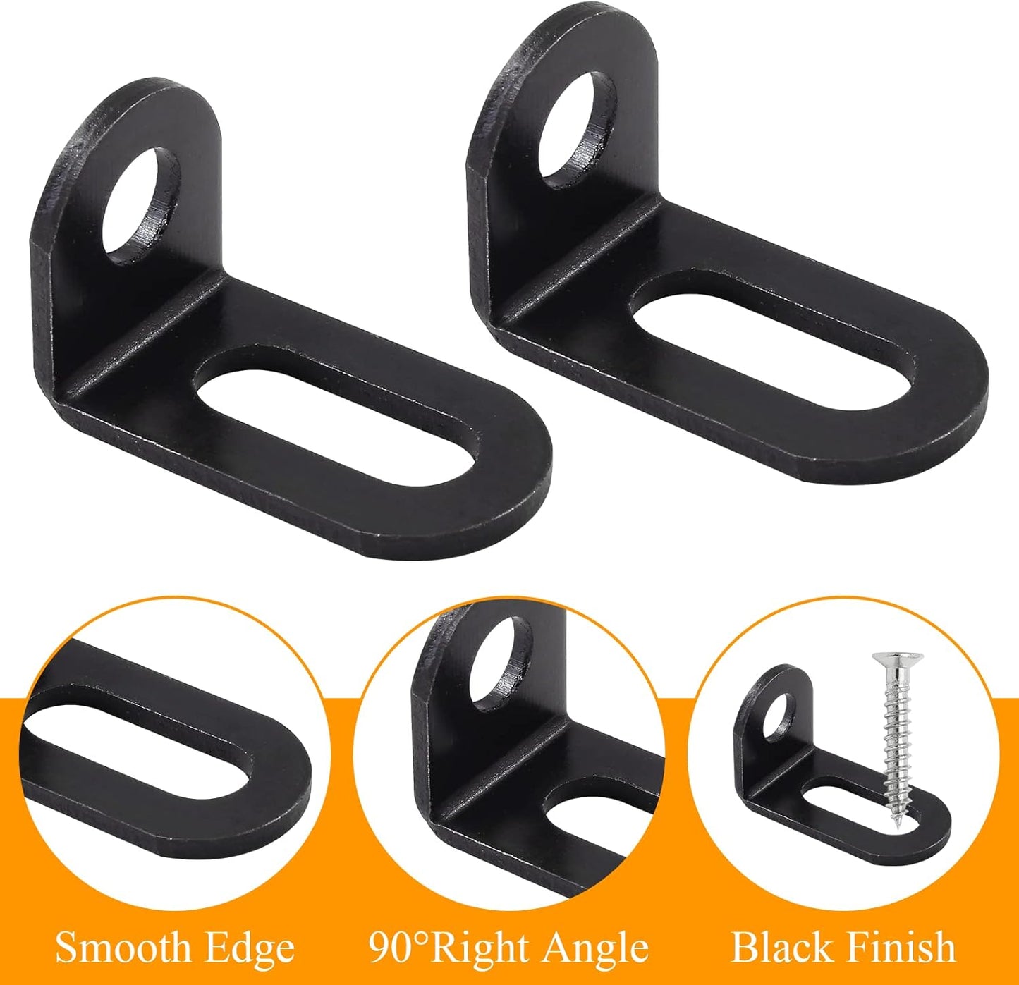Biaungdo 18x18x33mm/0.7"x0.7"x1.3" Adjustable Right Angle Brackets L-Shape Corner Brace Support Black- (30 Pcs)
