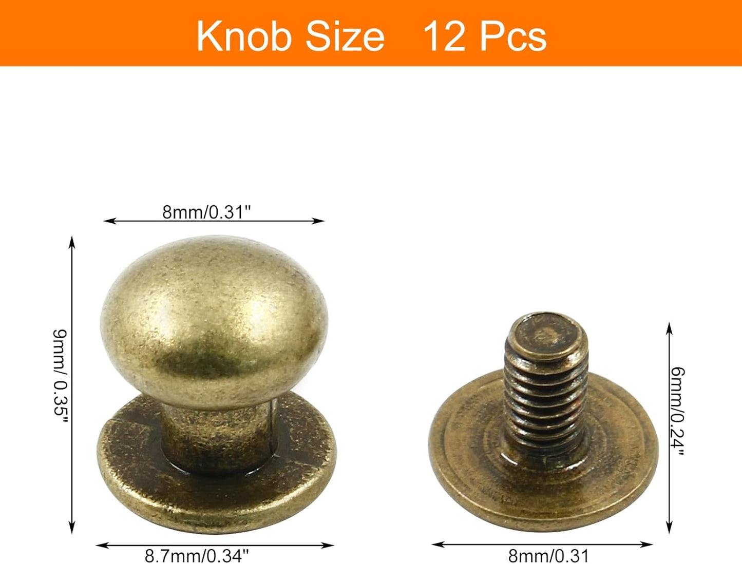 Biaungdo 12pcs 0.31" x 0.39" Mini Drawer Pulls, Round Cabinet Knobs Handles Pulls for Dresser Closet Chest Drawer Wooden Jewelry Box Cases, Antique Bronze