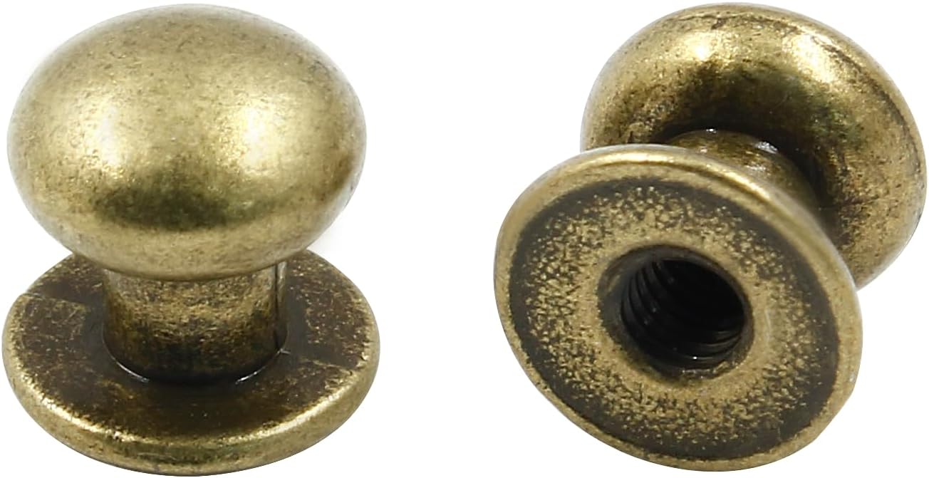Biaungdo 12pcs 0.31" x 0.39" Mini Drawer Pulls, Round Cabinet Knobs Handles Pulls for Dresser Closet Chest Drawer Wooden Jewelry Box Cases, Antique Bronze