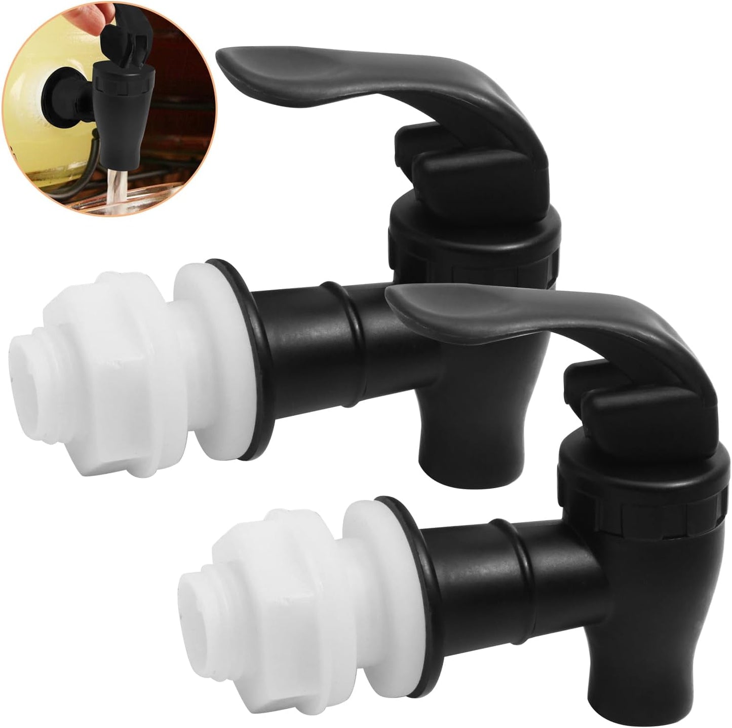 Biaungdo 2 Pcs Replacement Spigot for Beverage Dispenser, Black Push Style Beverage Dispenser Carafe Spigot Water Dispenser Replacement Spout Faucet