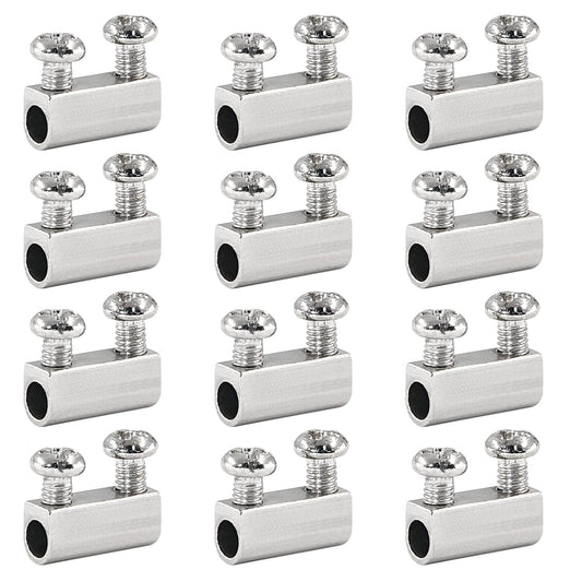 Biaungdo 12 Pcs Stainless Steel Wire Rope Cable Clamp, Adjustable New Upgrade Double Hole Wire Rope Clamp Fastener
