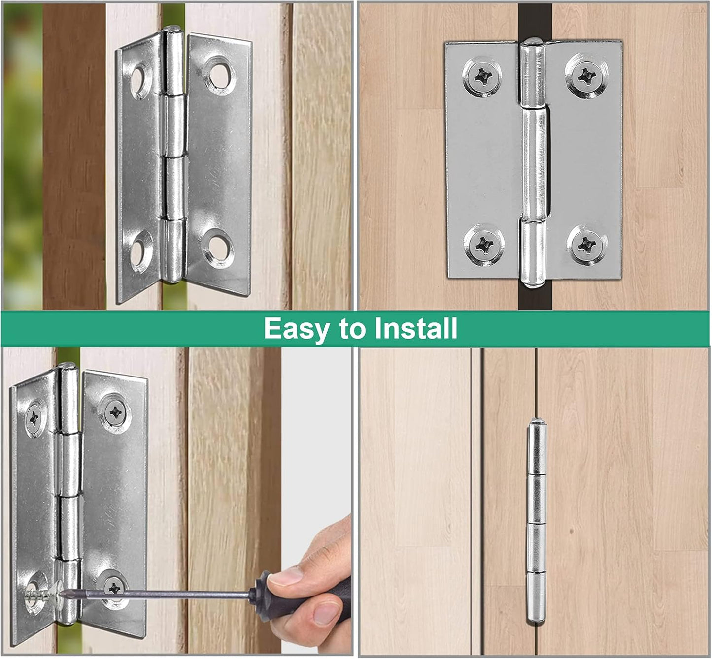 Biaungdo 10 Pack 1 Inch Butt Hinge, Stainless Steel Folding Butt Hinges, Cabinet Mini Hinges Small Box Hinges Door Hinge Rectangle
