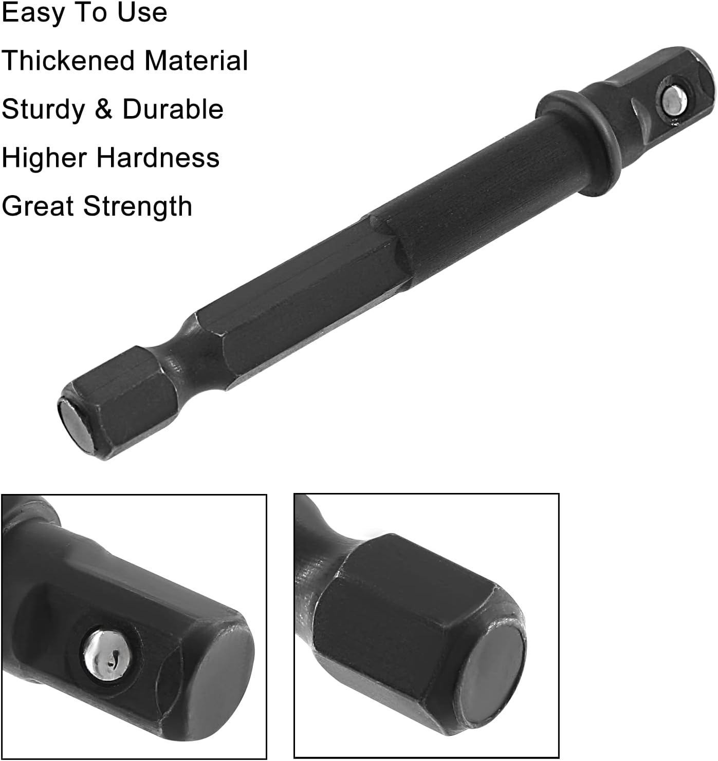 Biaungdo Square Socket Bit Adapter, 5 Pcs 1/4 Hex Impact Socket Extension Socket Driver Bits Set Impact Socket Adapter for Automotive DIY Drills(1/4 Hex Shank, Black)