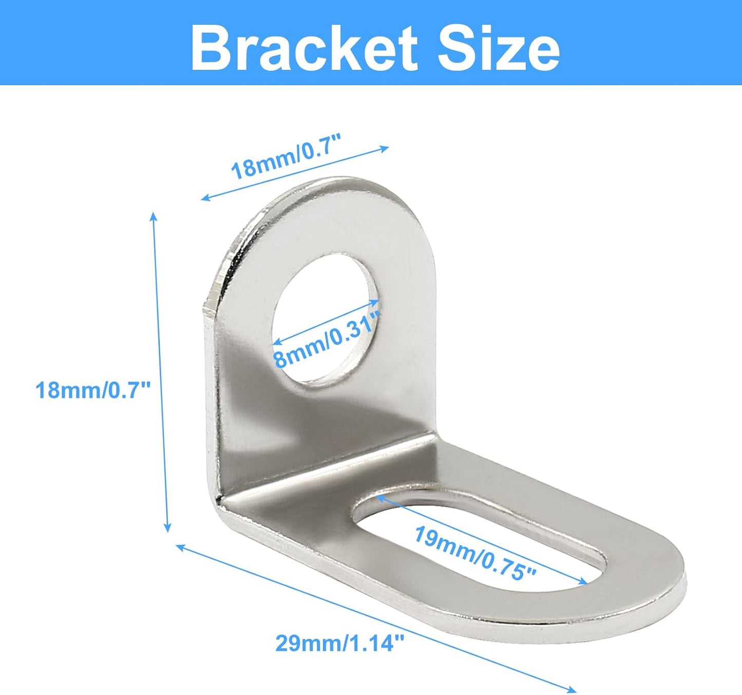 Biaungdo 30 Pcs 18x18x29mm/0.7"x0.7"x1.14" Adjustable Right Angle Brackets L-Shape Corner Brace Support Silver